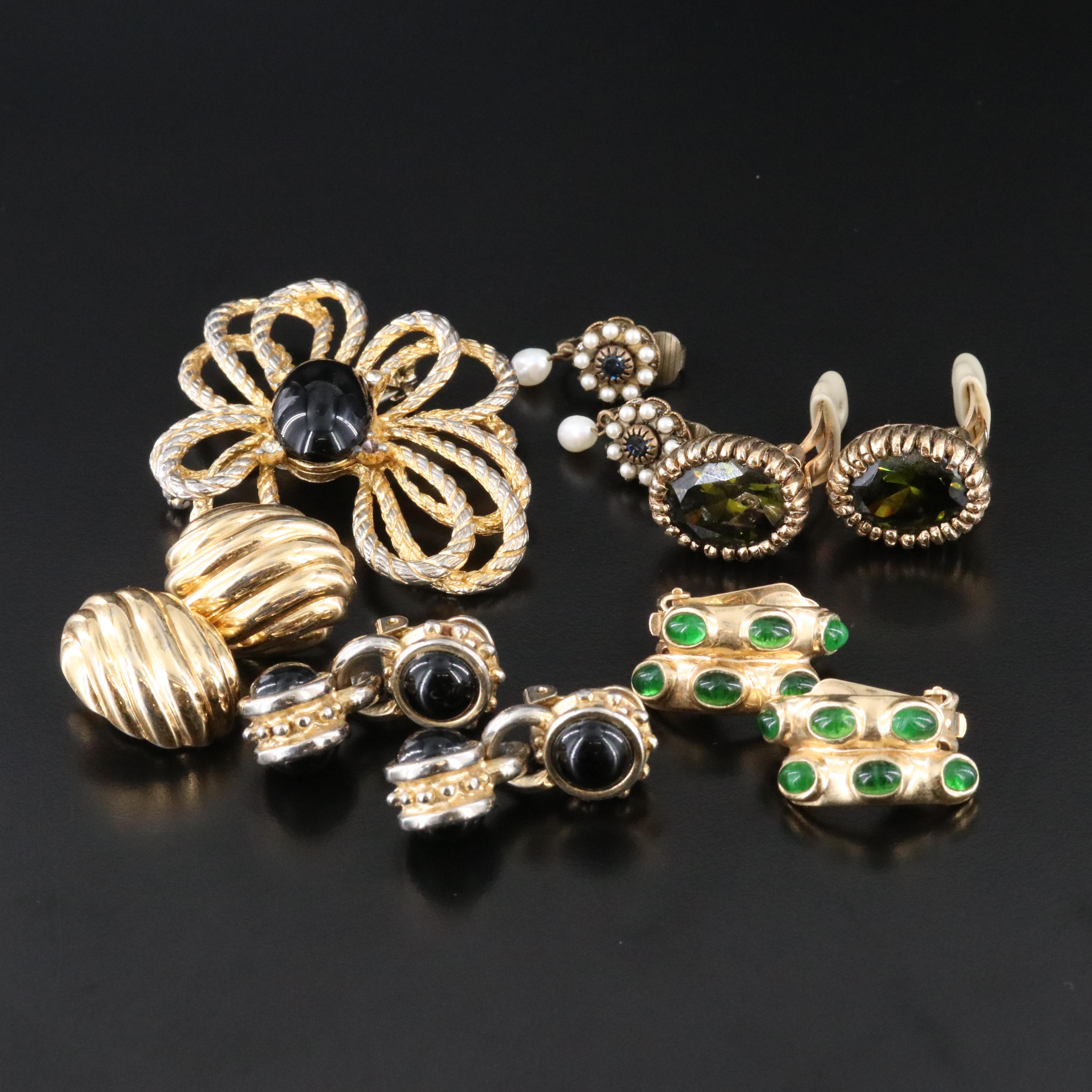 Ciner, Kenneth Lane and Donald Stannard Featured in Vintage Brooch and Earrings
