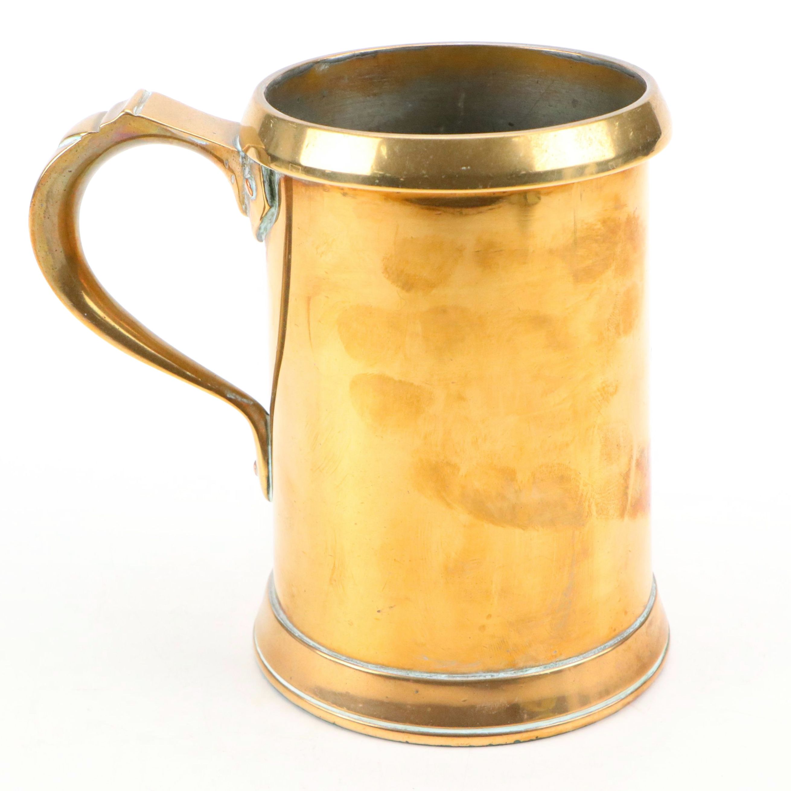 English Brass Finish Metal 1-Qt Beer Tankard