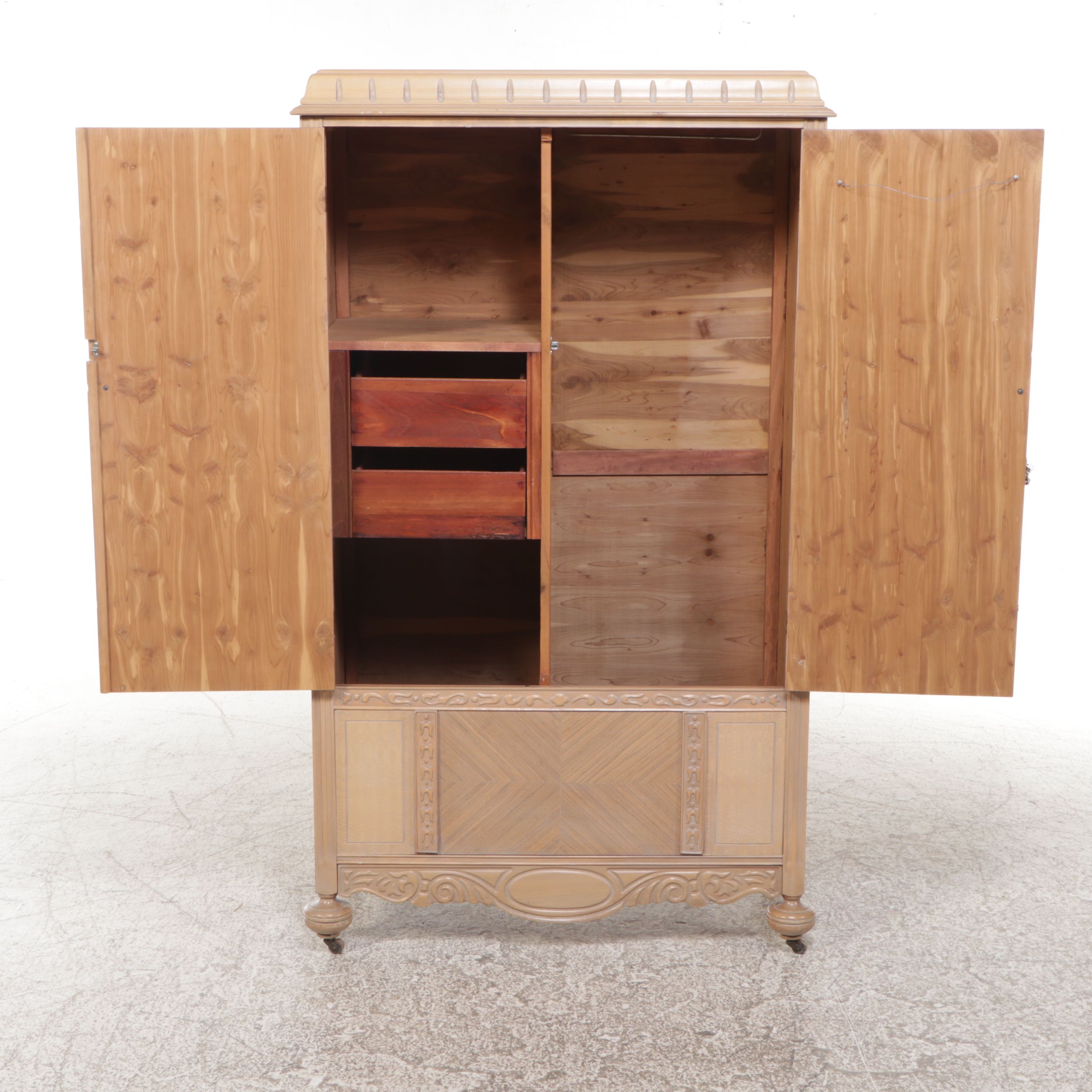 Jacobean Style Cerused Wood Armoire, Early 20th Century