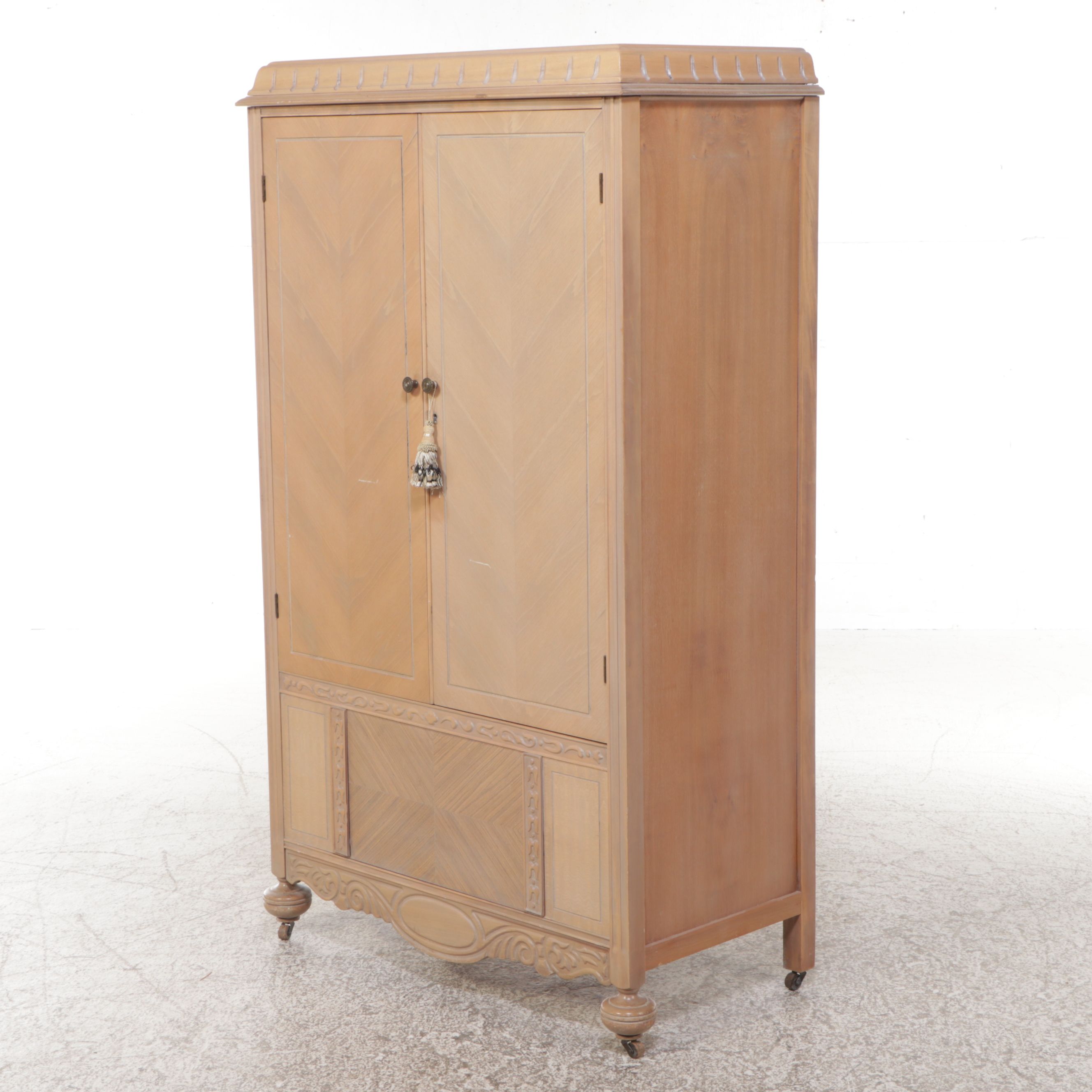 Jacobean Style Cerused Wood Armoire, Early 20th Century