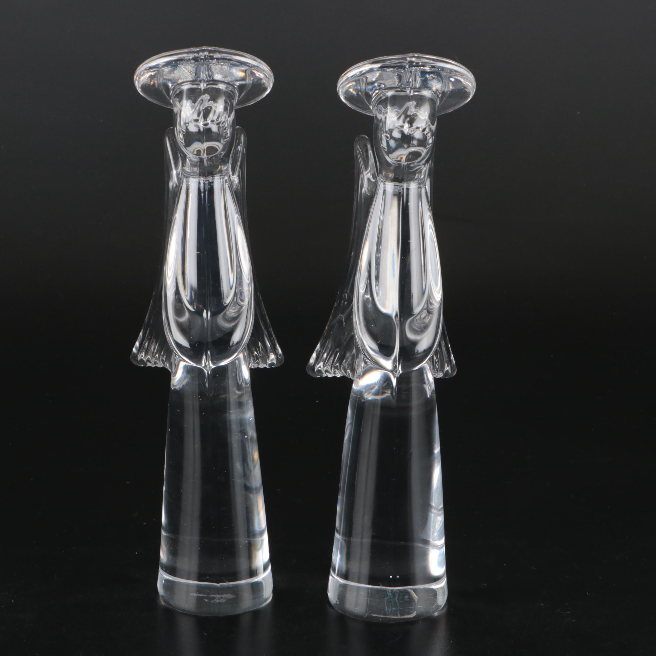 Nachtmann "Galaxy" Crystal Candlesticks with Sigma Crystal Angels