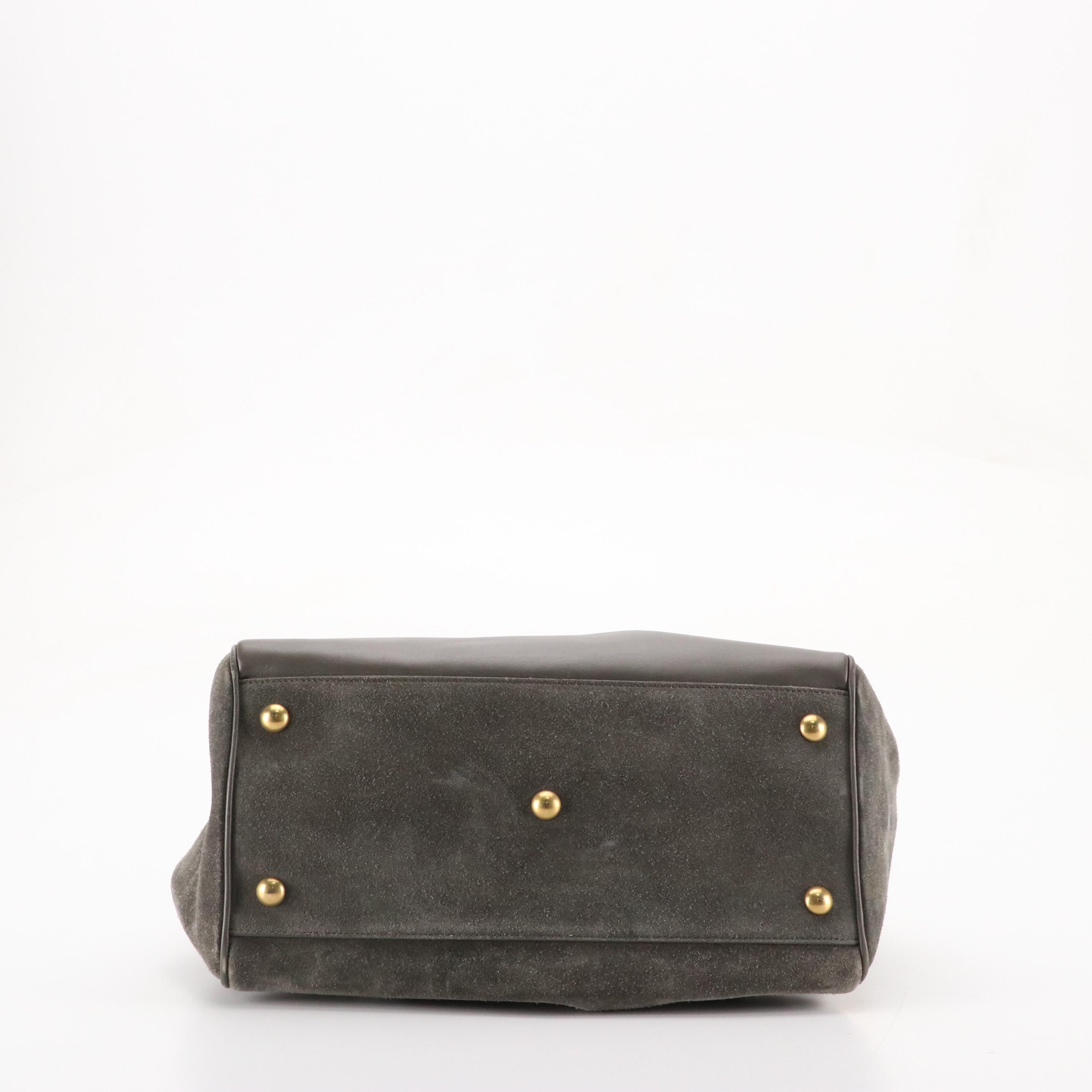 Saint Laurent Grey Suede and Leather Classic Duffle Two-Way Bag