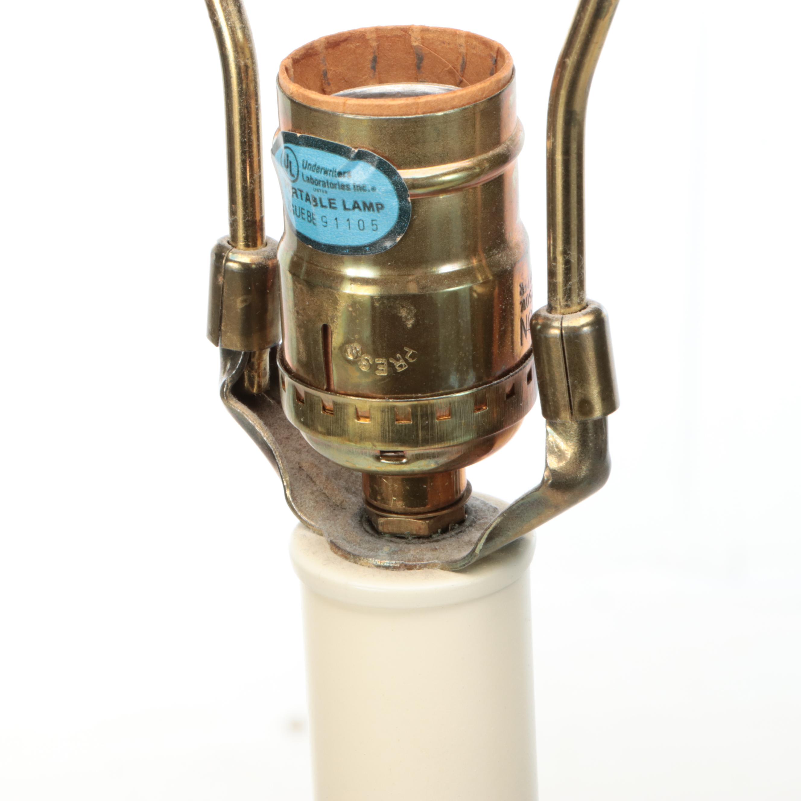 Triple Arrow Chalkware and Gilt Metal Table Lamp