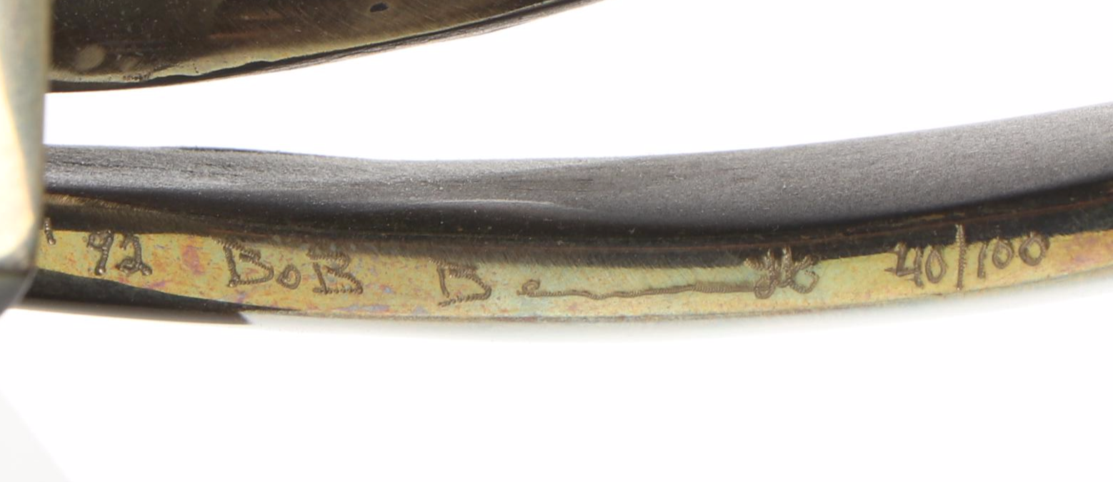 Abstract Brass Sculpture on Marble Base