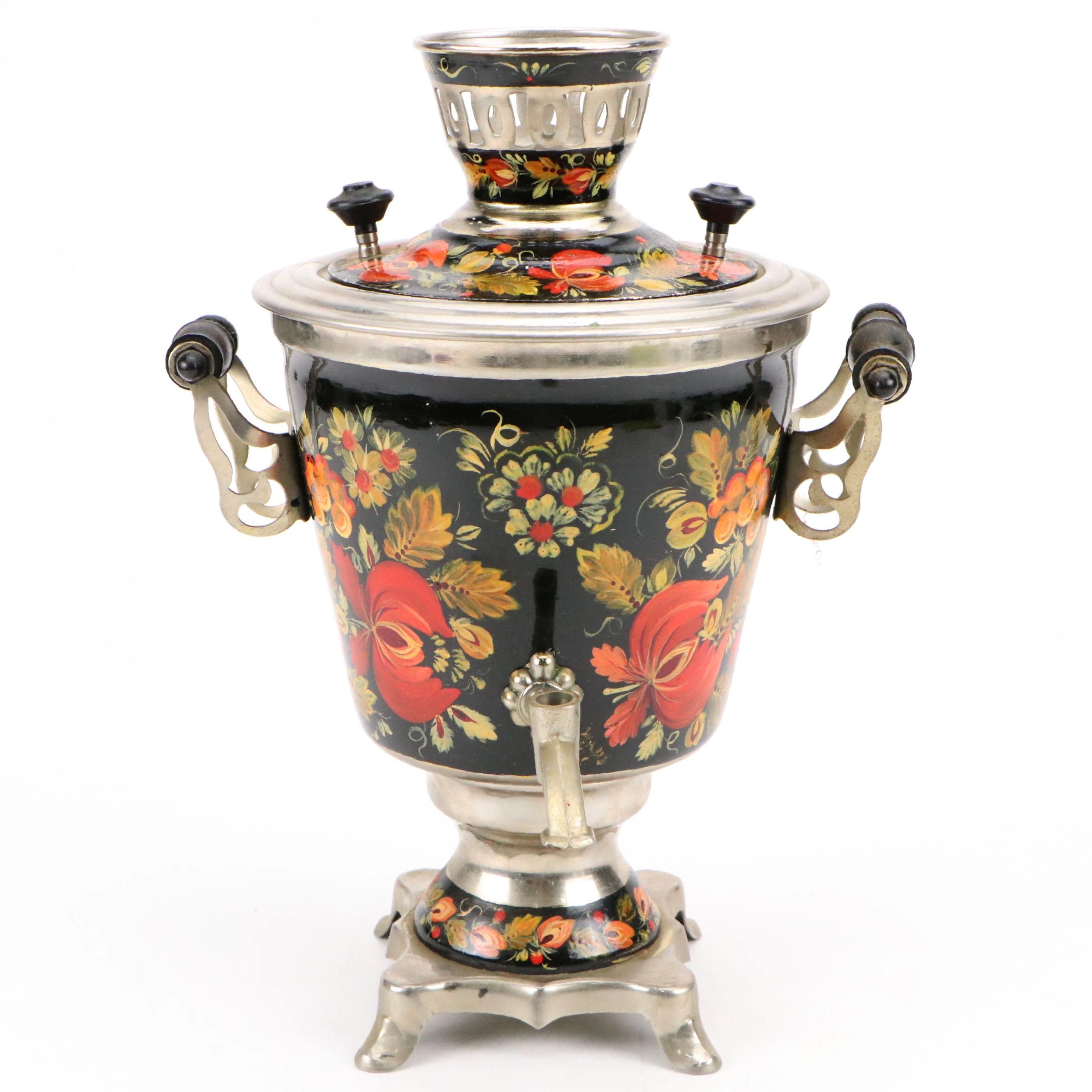 Russian Folk Art Style Painted Electric Samovar