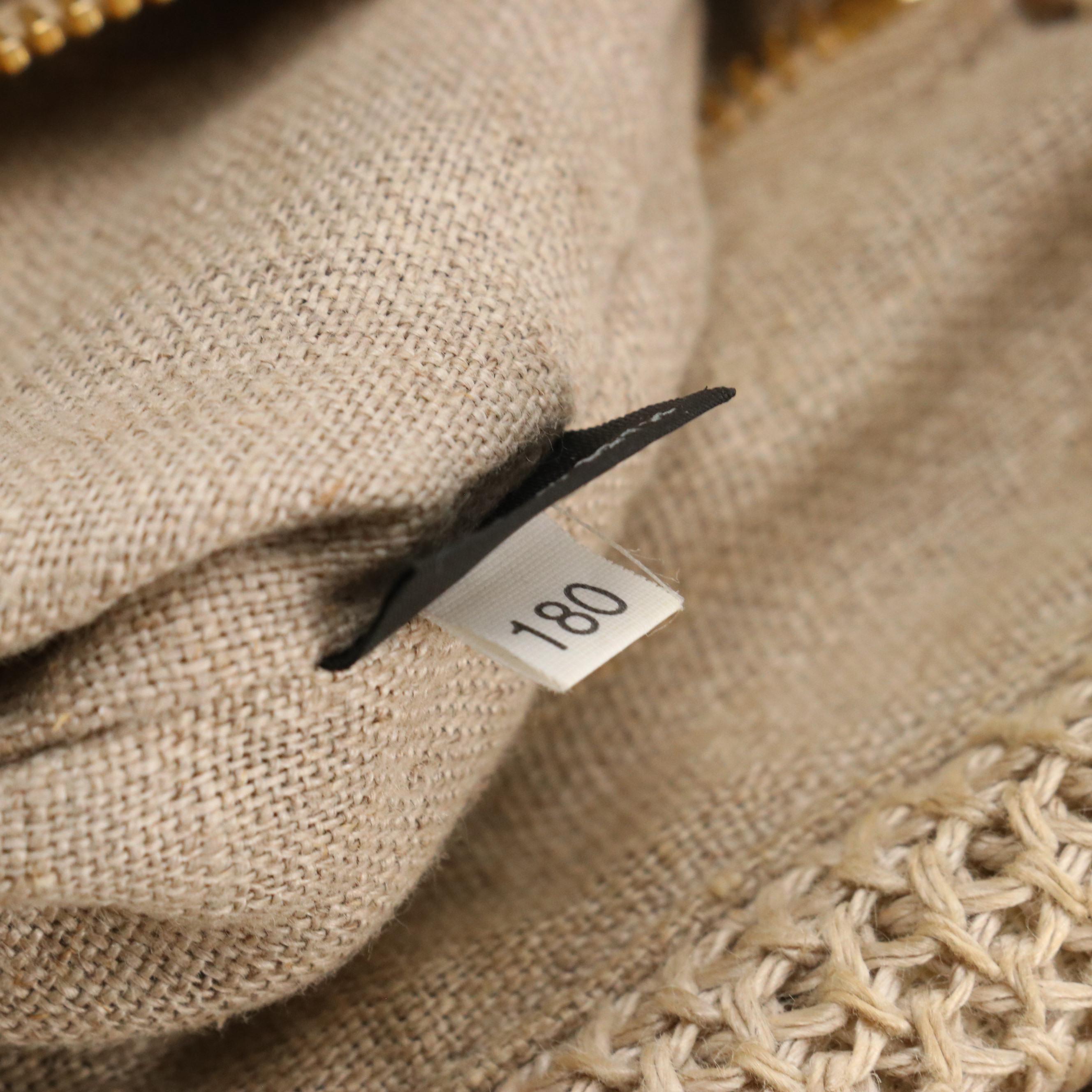 Prada Large Two-Way Satchel Bag in Natural Crochet Linen and Canvas Trim