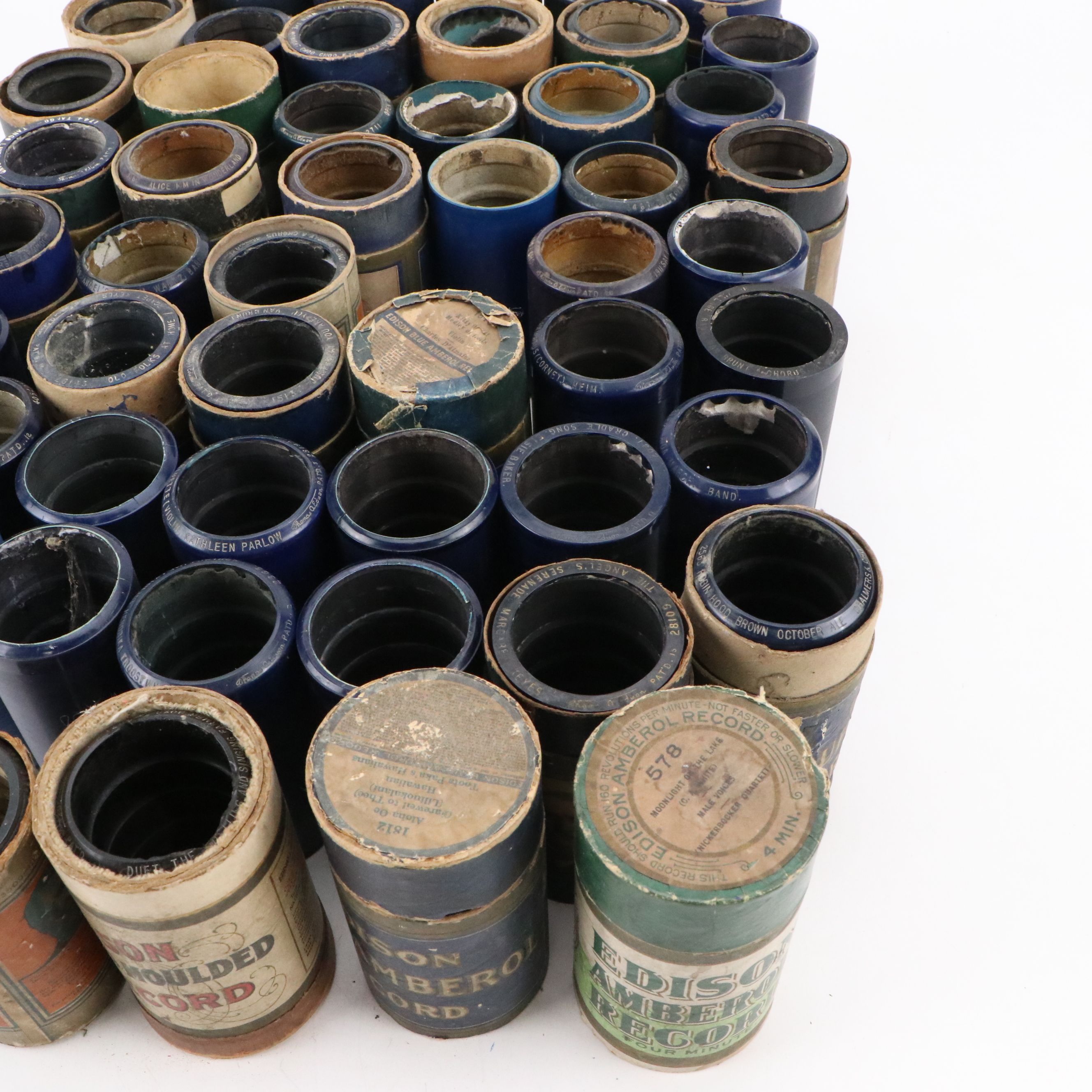 Edison Gold Molded, Amberol and Celluloid Audio Cylinders