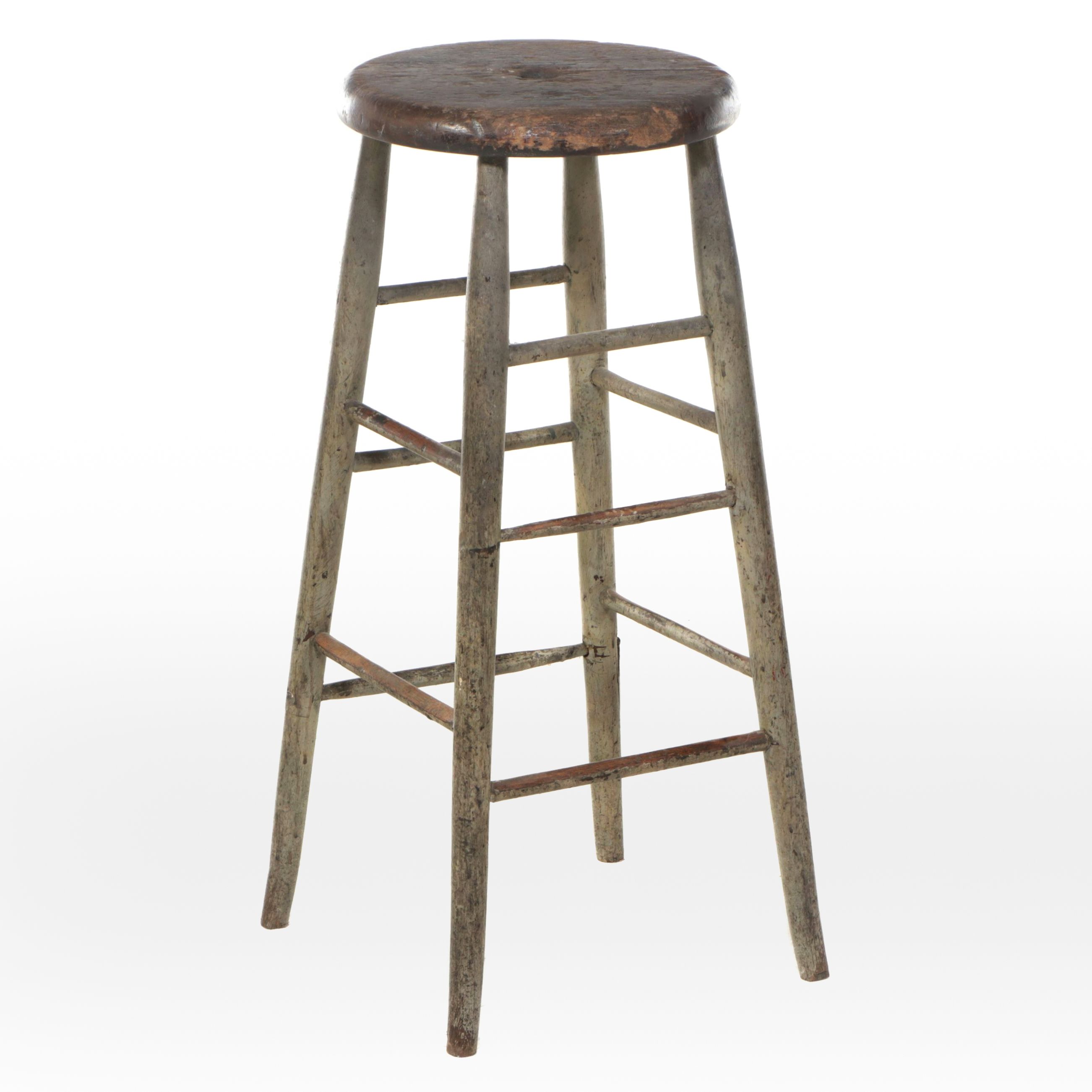 Industrial Style Wood Stool, 20th Century