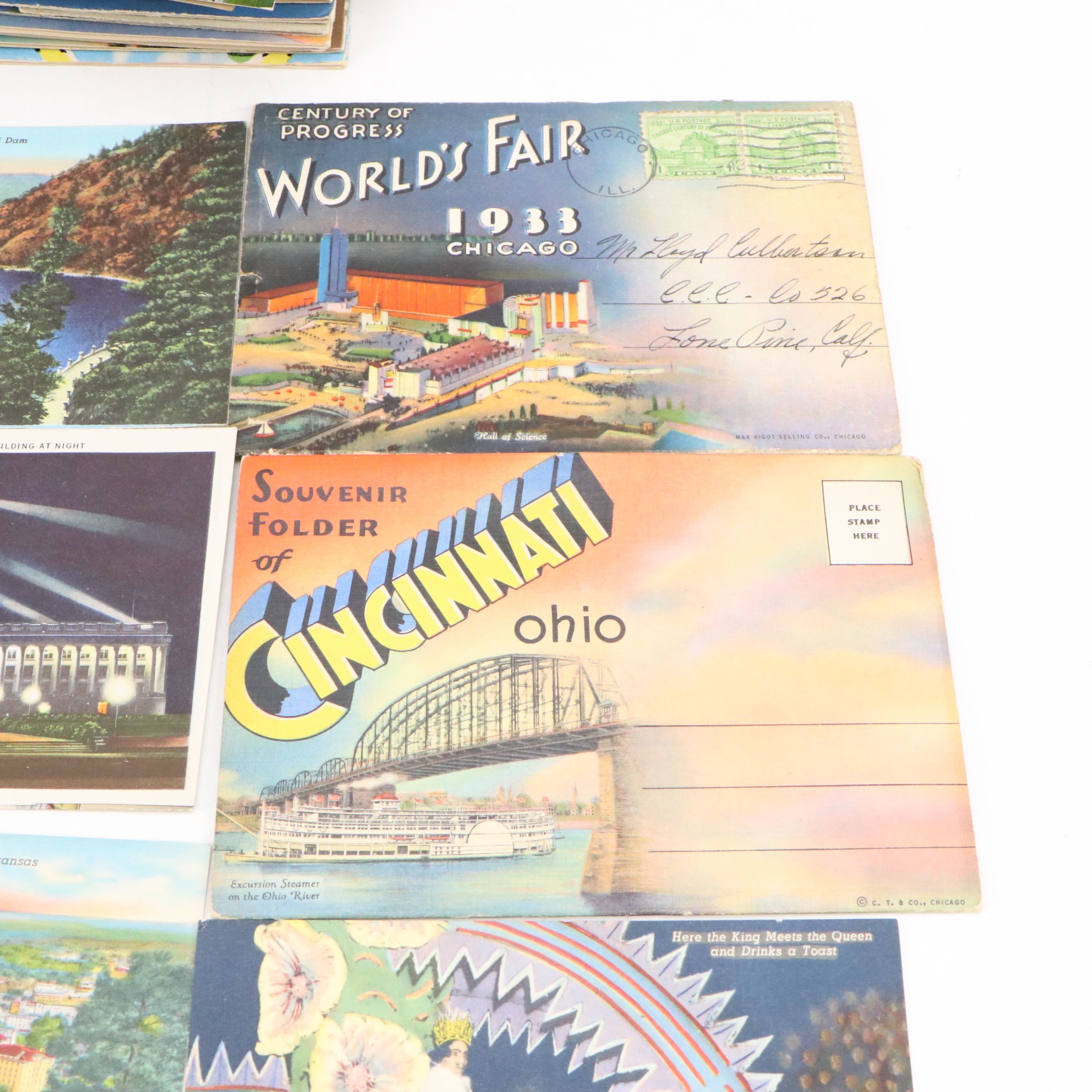 1933 World's Fair, Cincinnati and Other Souvenir Postcards, Early to Mid-20th C.