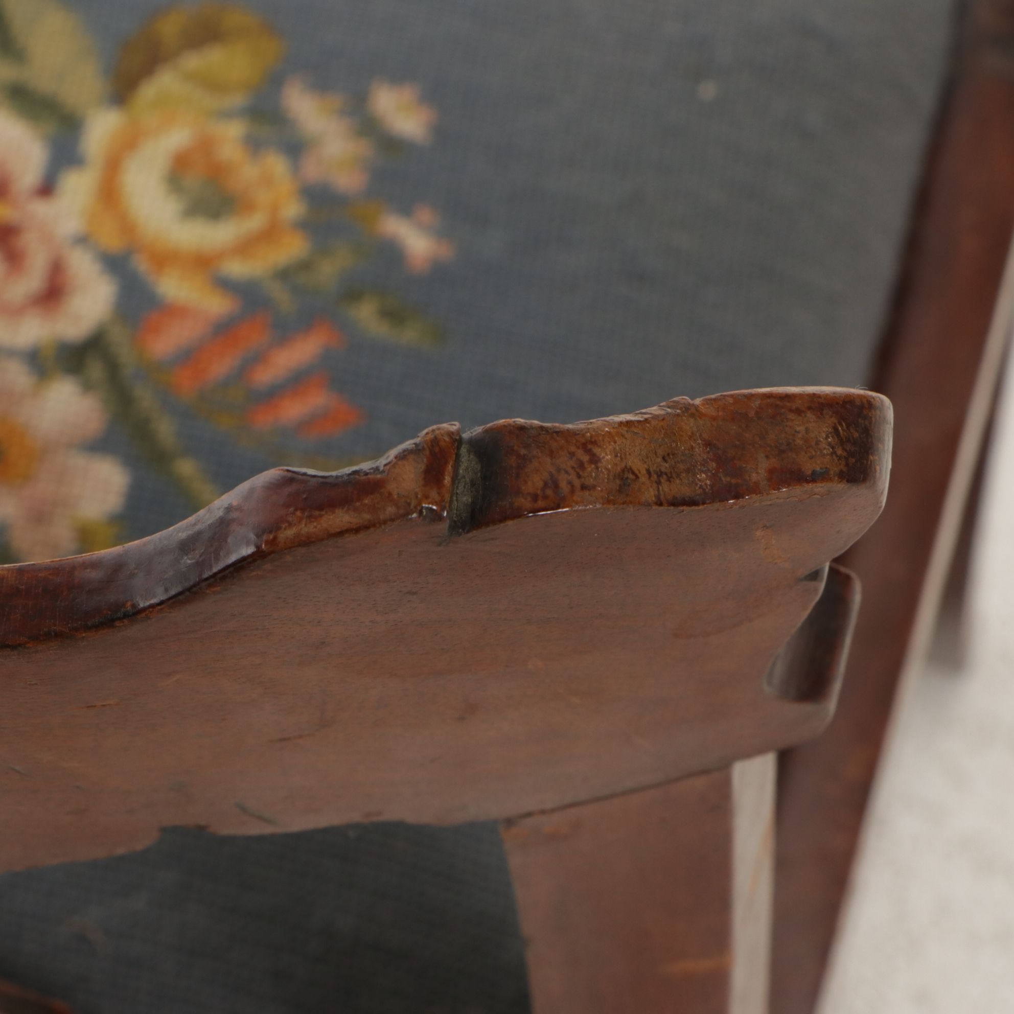 Walnut and Needlepoint-Upholstered Side Chair, Late 19th Century