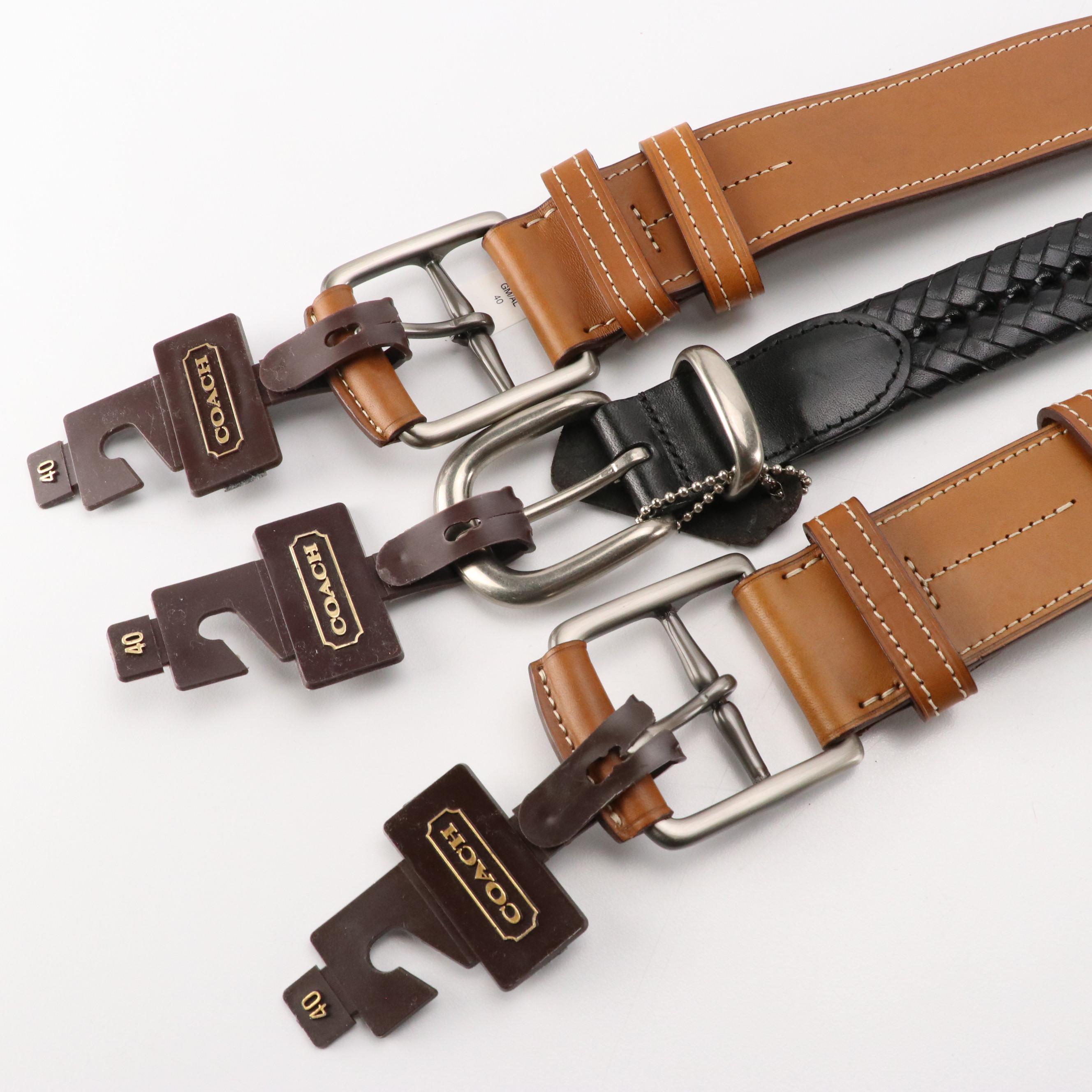 Coach 3553 Leather Jeans Belts and 5922 Braided Leather Belt