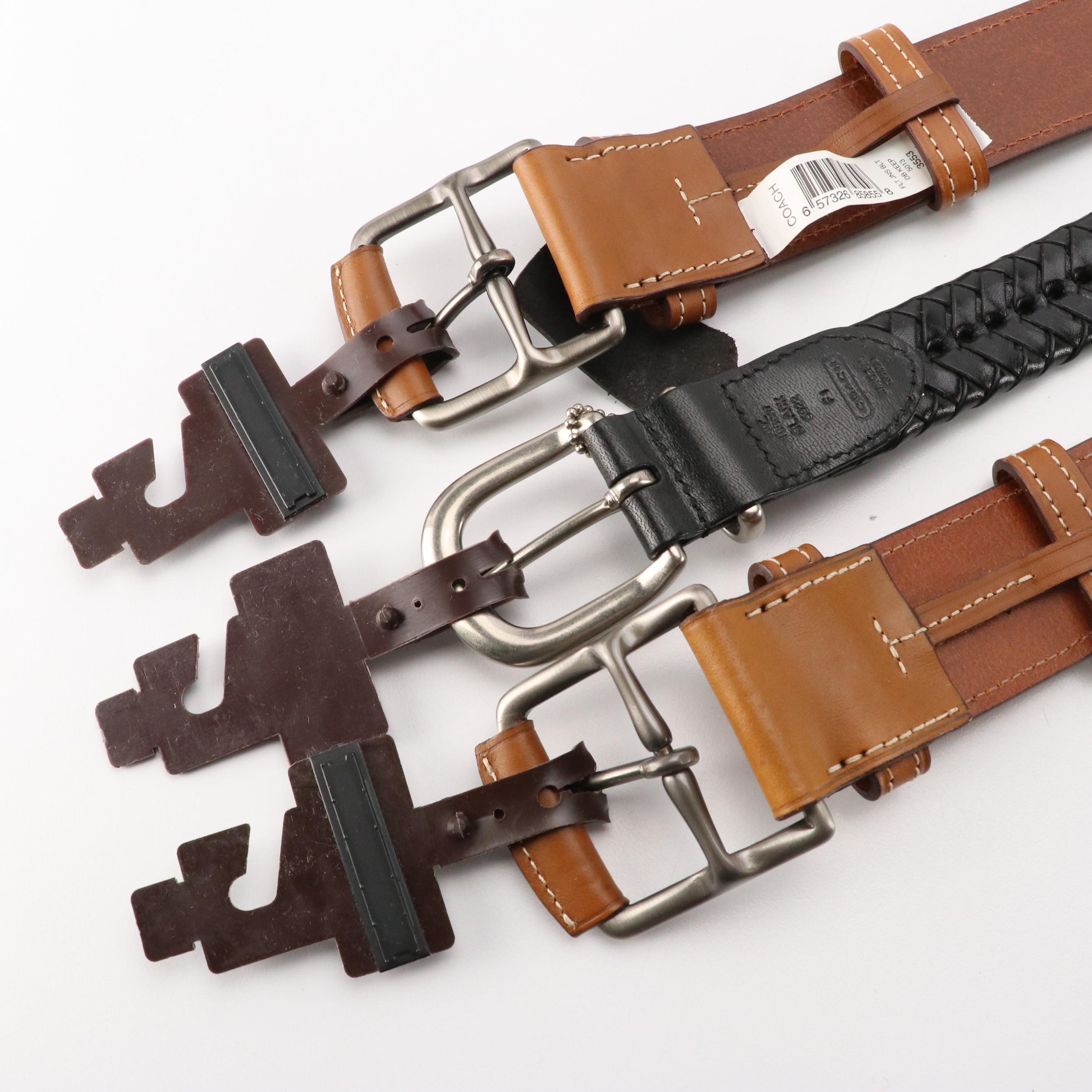 Coach 3553 Leather Jeans Belts and 5922 Braided Leather Belt