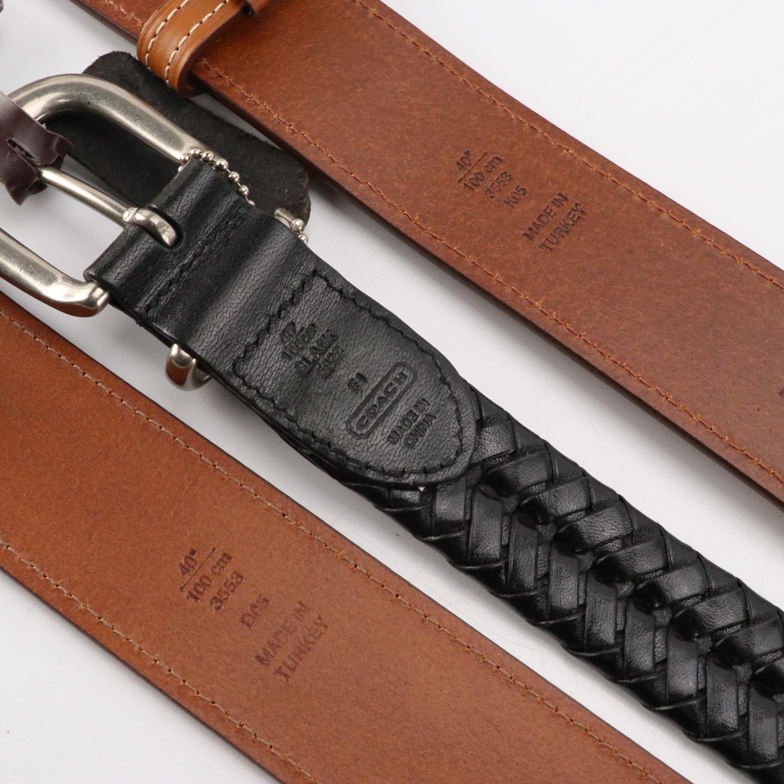 Coach 3553 Leather Jeans Belts and 5922 Braided Leather Belt
