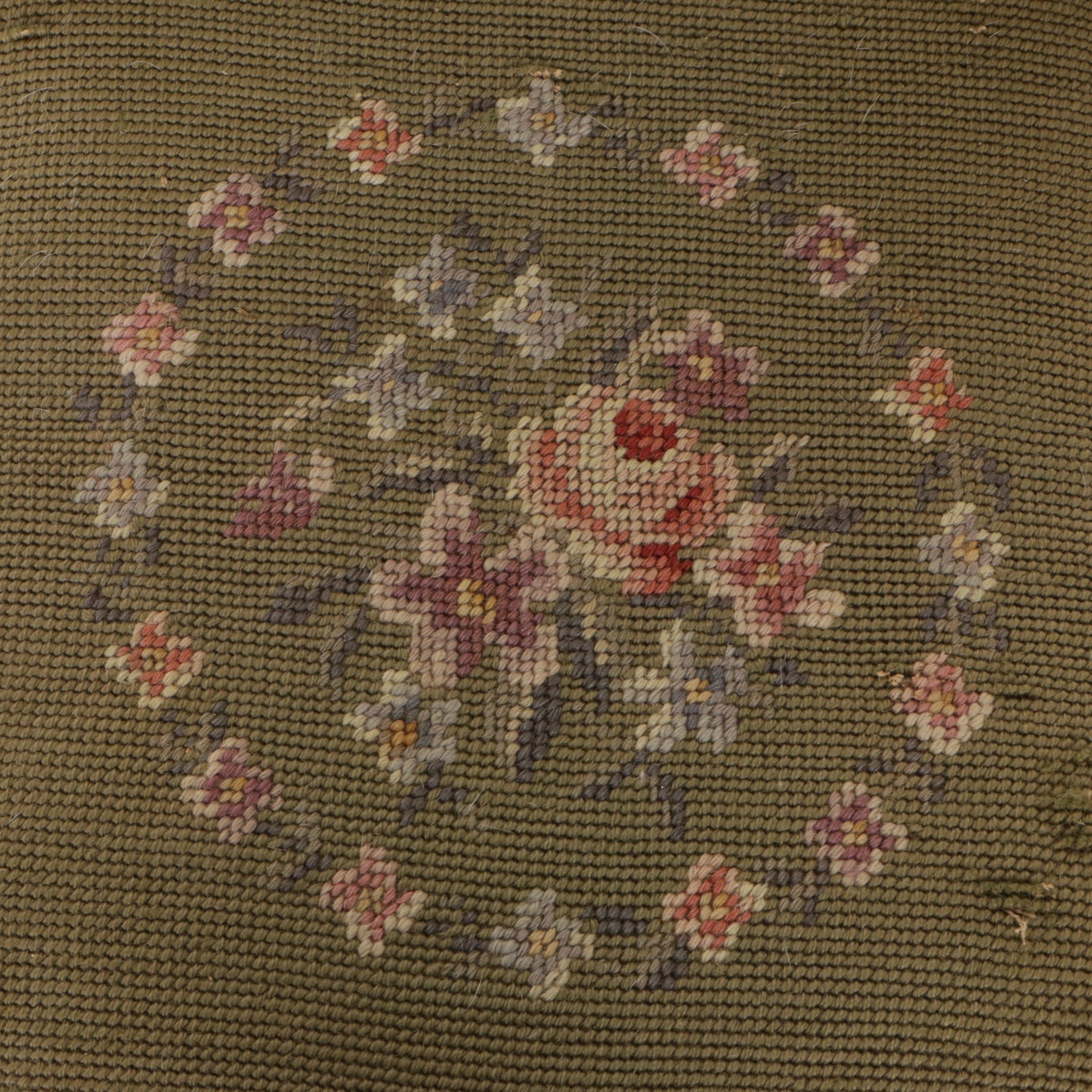 Spindle Back Wooden Side Chair with Needlepoint Seat