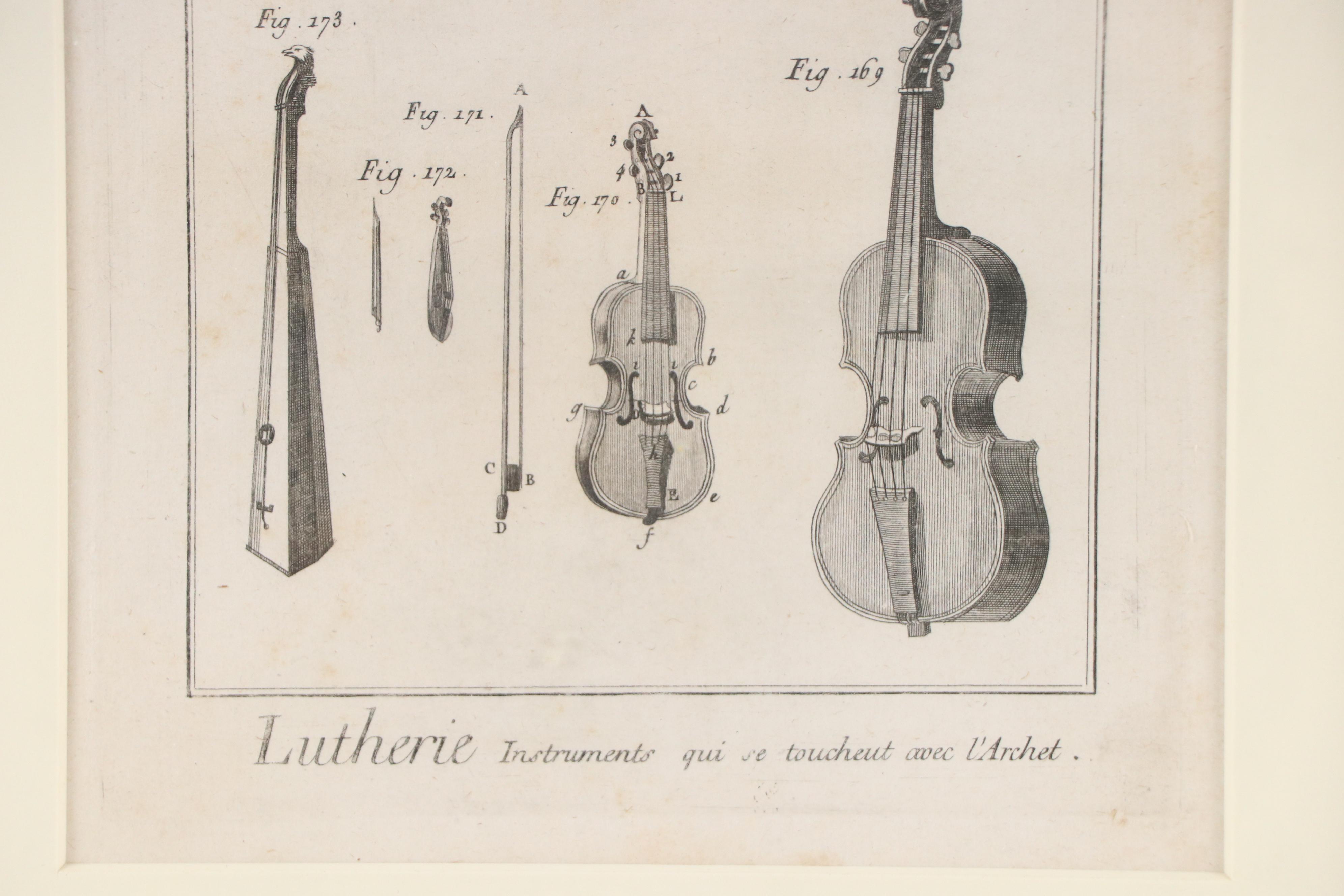 Engraving After Jacques Benard of String Instruments "Lutherie..."