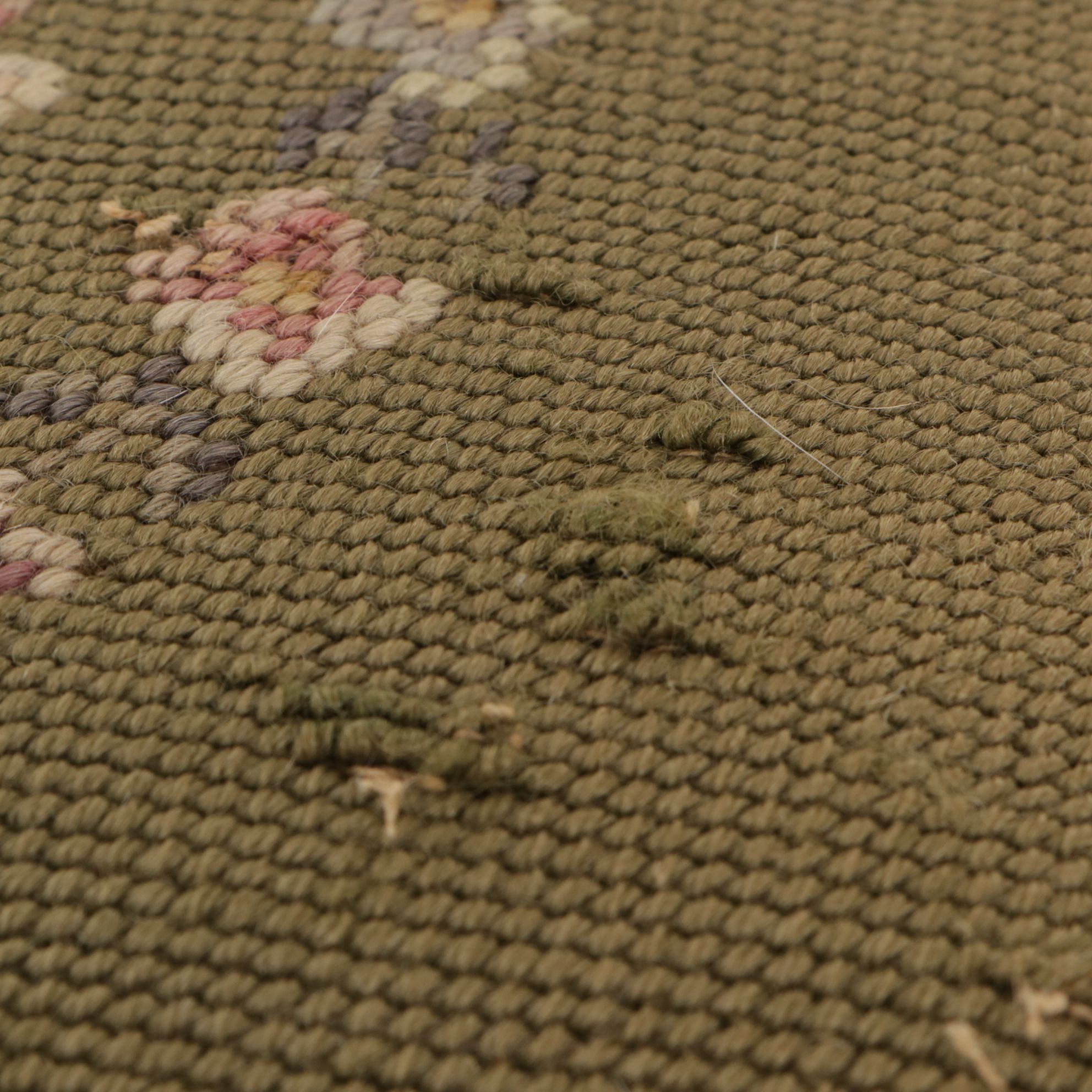 Spindle Back Wooden Side Chair with Needlepoint Seat