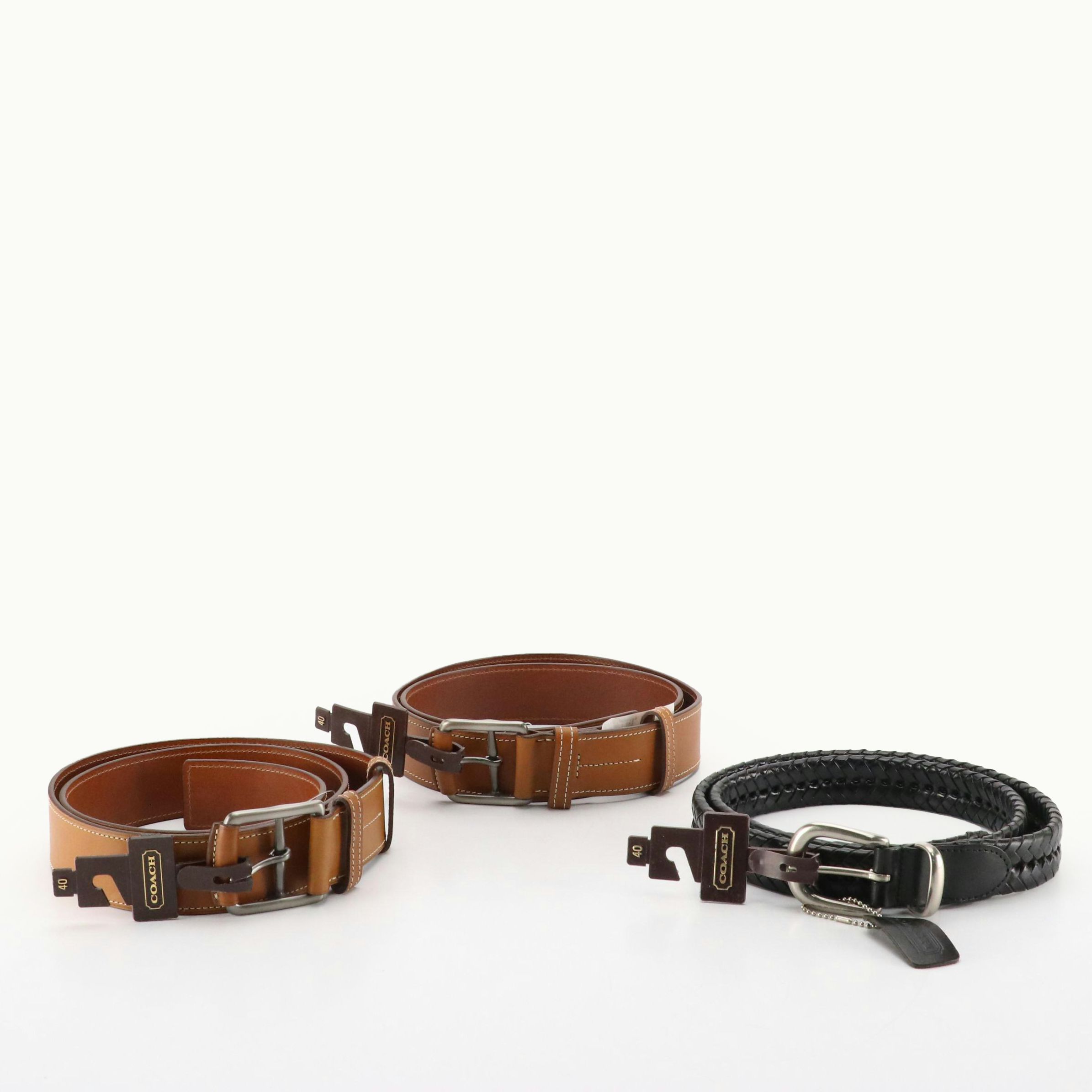 Coach 3553 Leather Jeans Belts and 5922 Braided Leather Belt