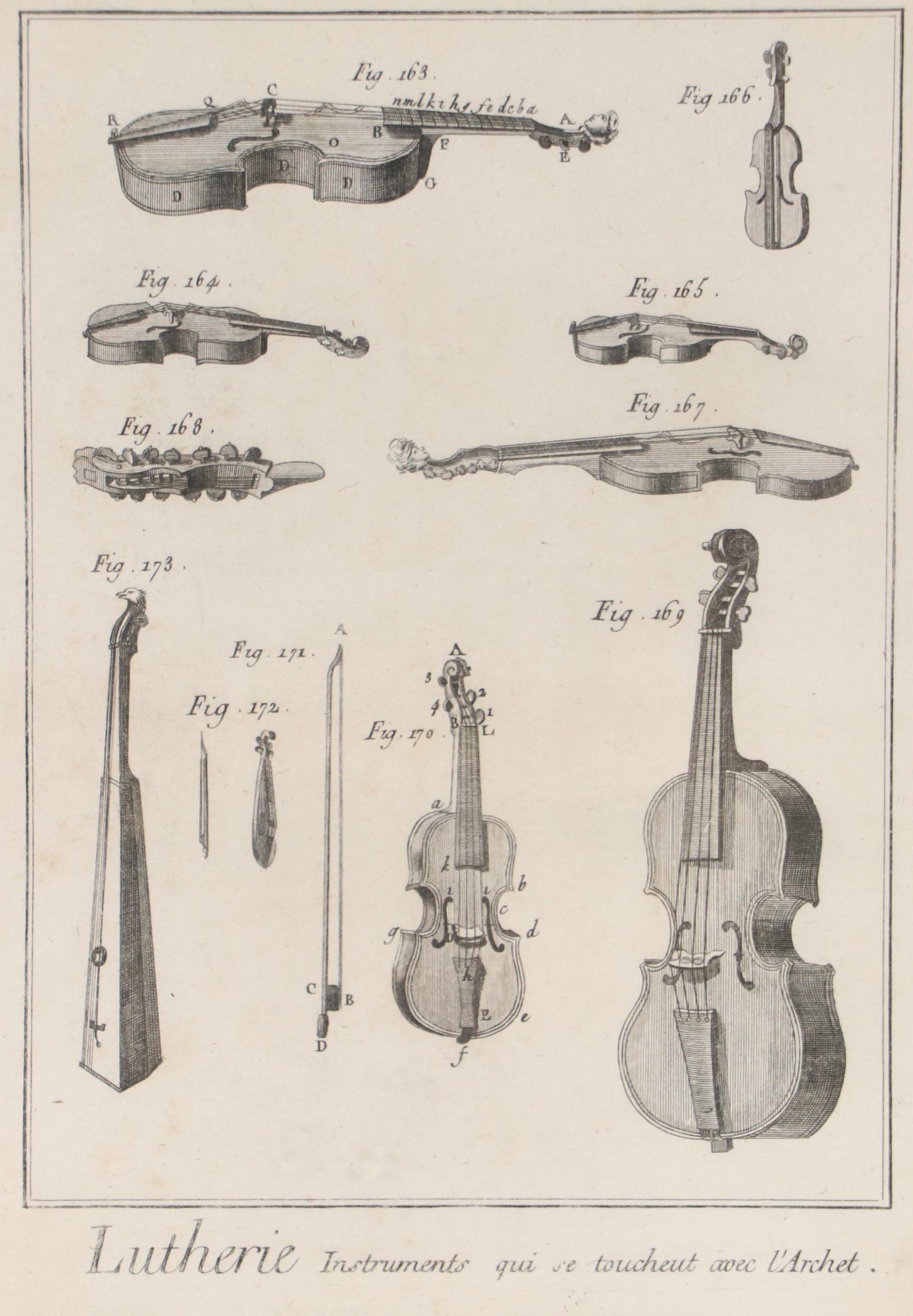 Engraving After Jacques Benard of String Instruments "Lutherie..."