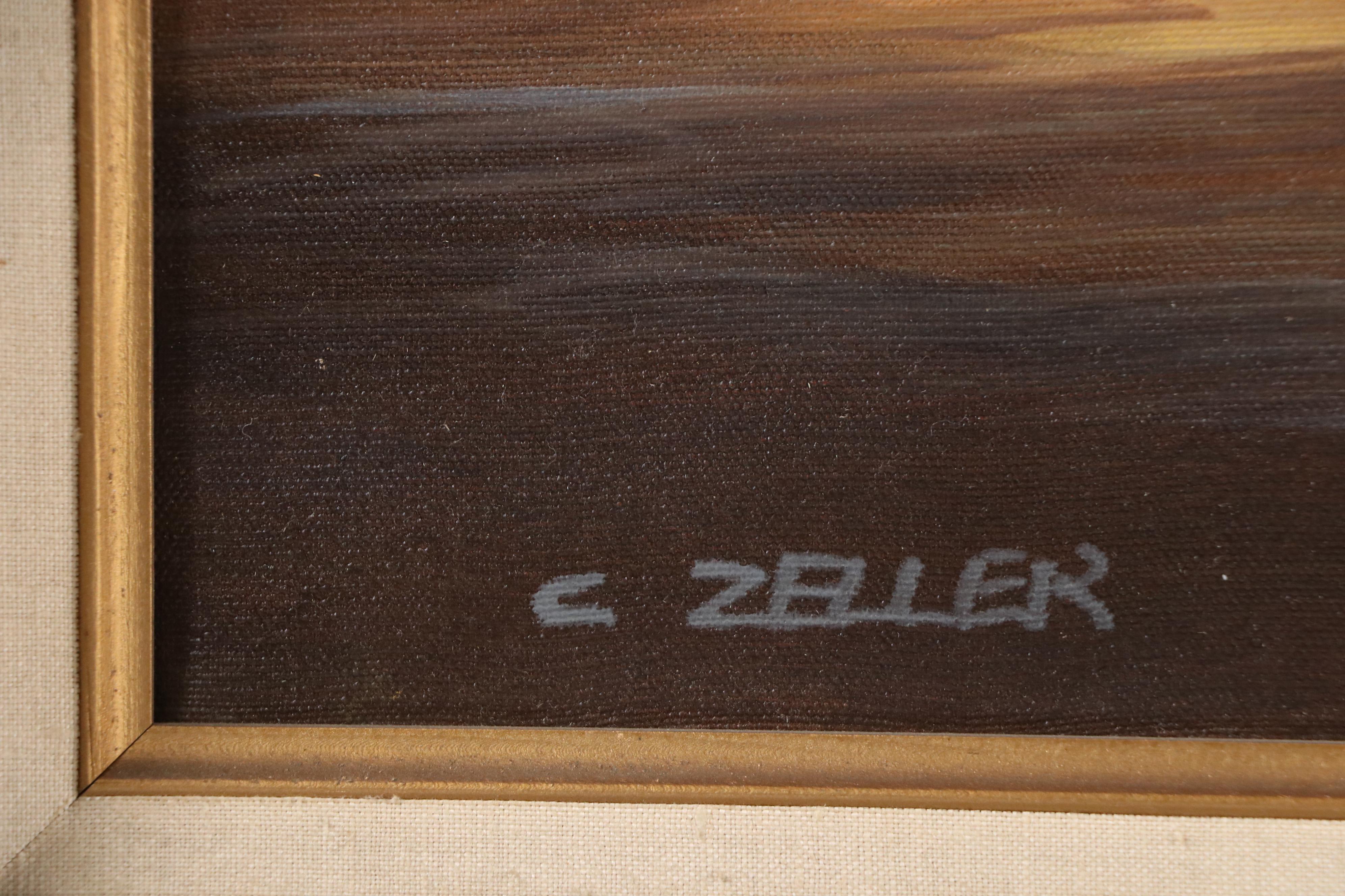 C. Zeller Wooded Coastal Landscape Oil Painting