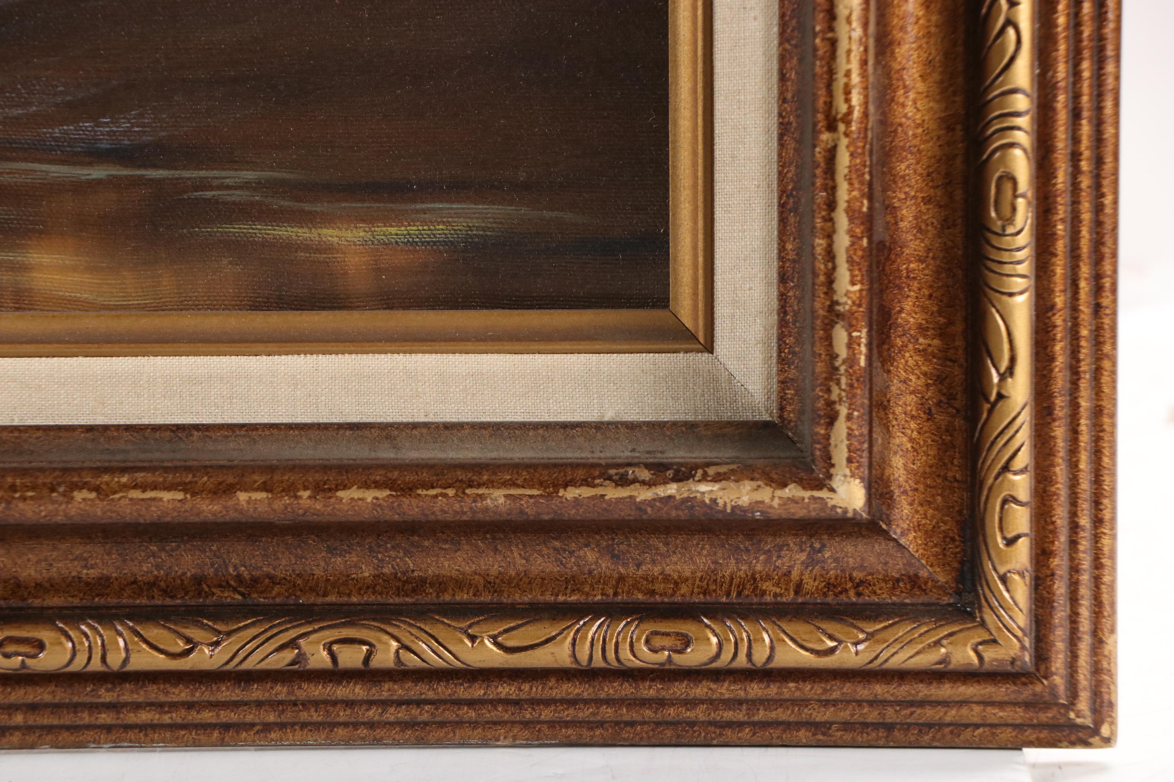 C. Zeller Wooded Coastal Landscape Oil Painting