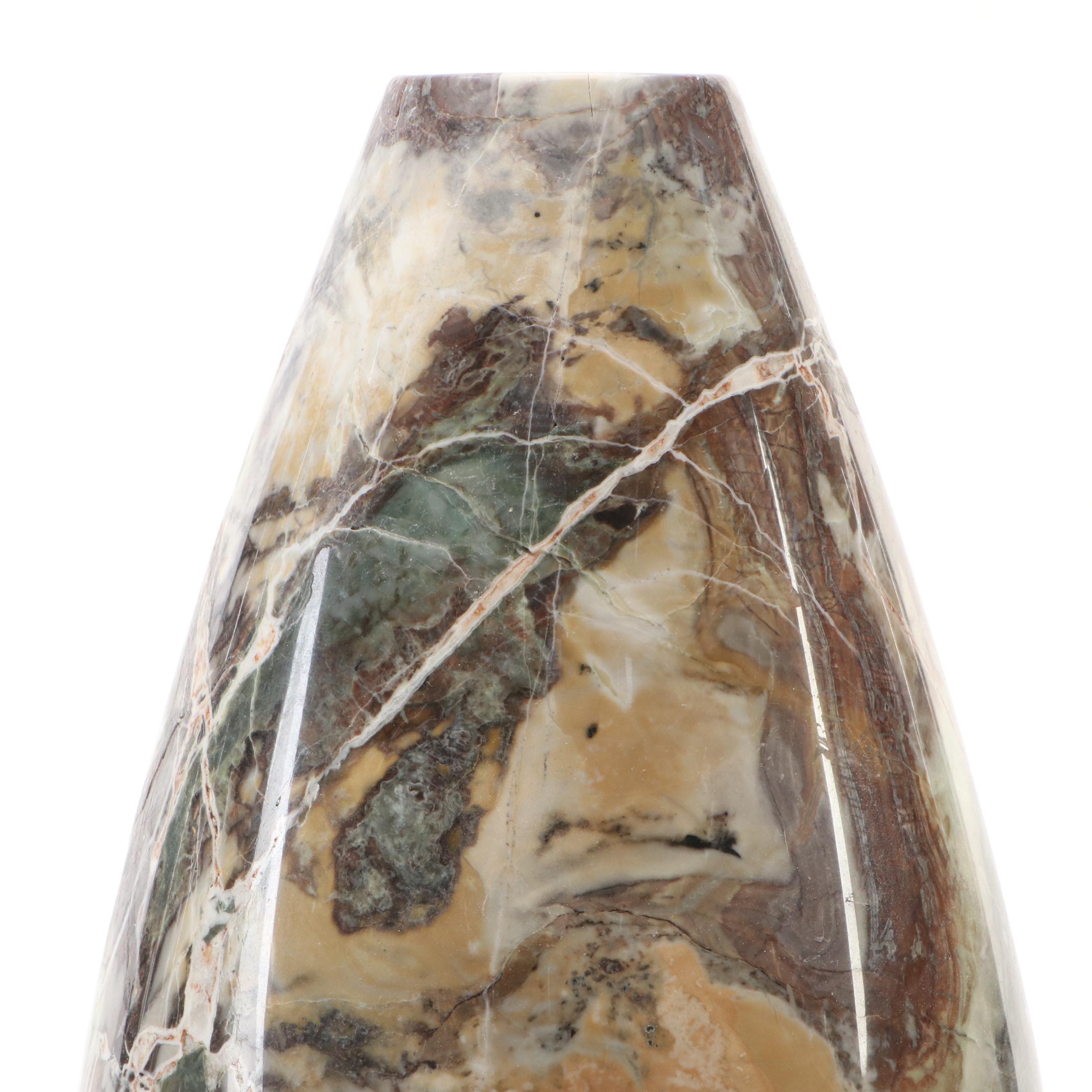 Hand-Polished Carved Calcite Marble Vase