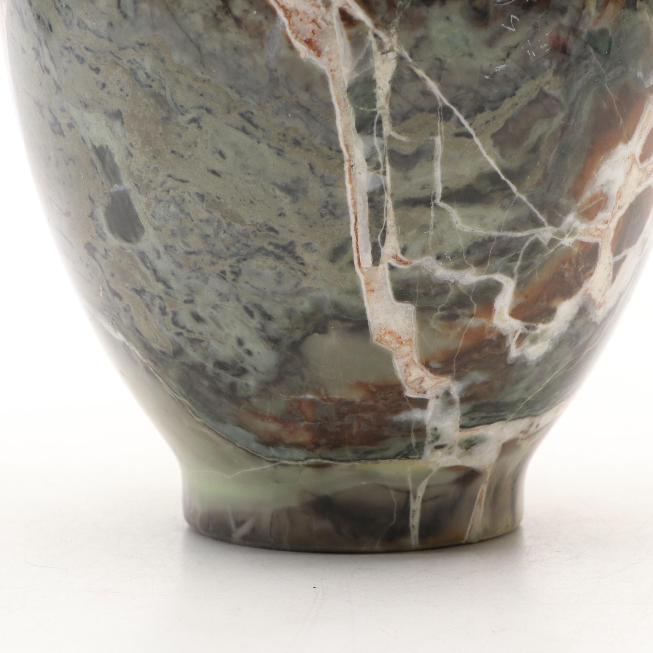 Hand-Polished Carved Calcite Marble Vase