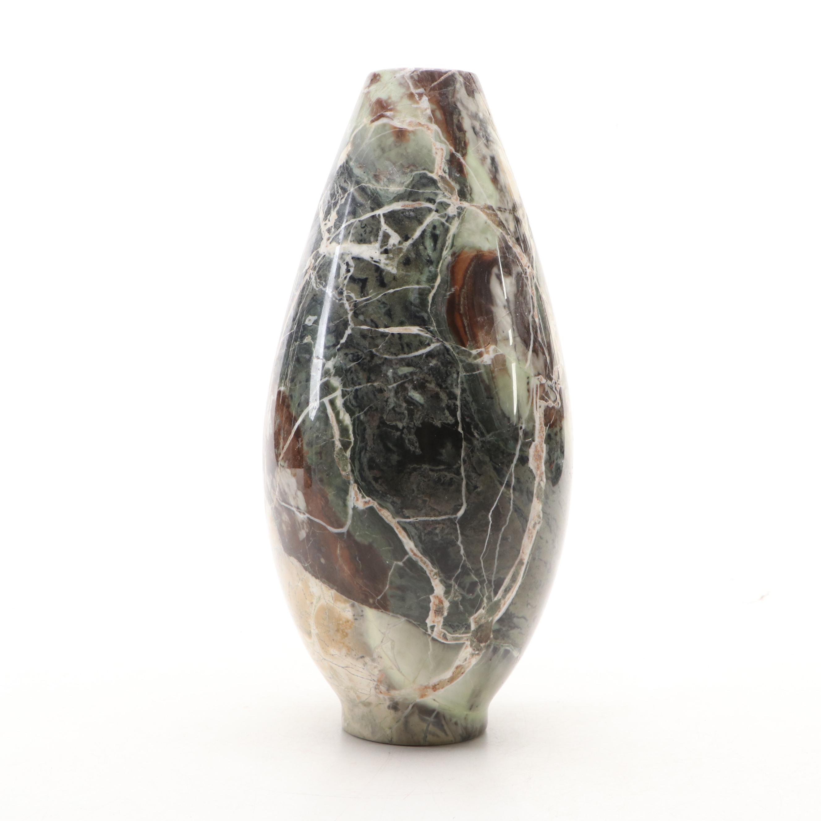 Hand-Polished Carved Calcite Marble Vase