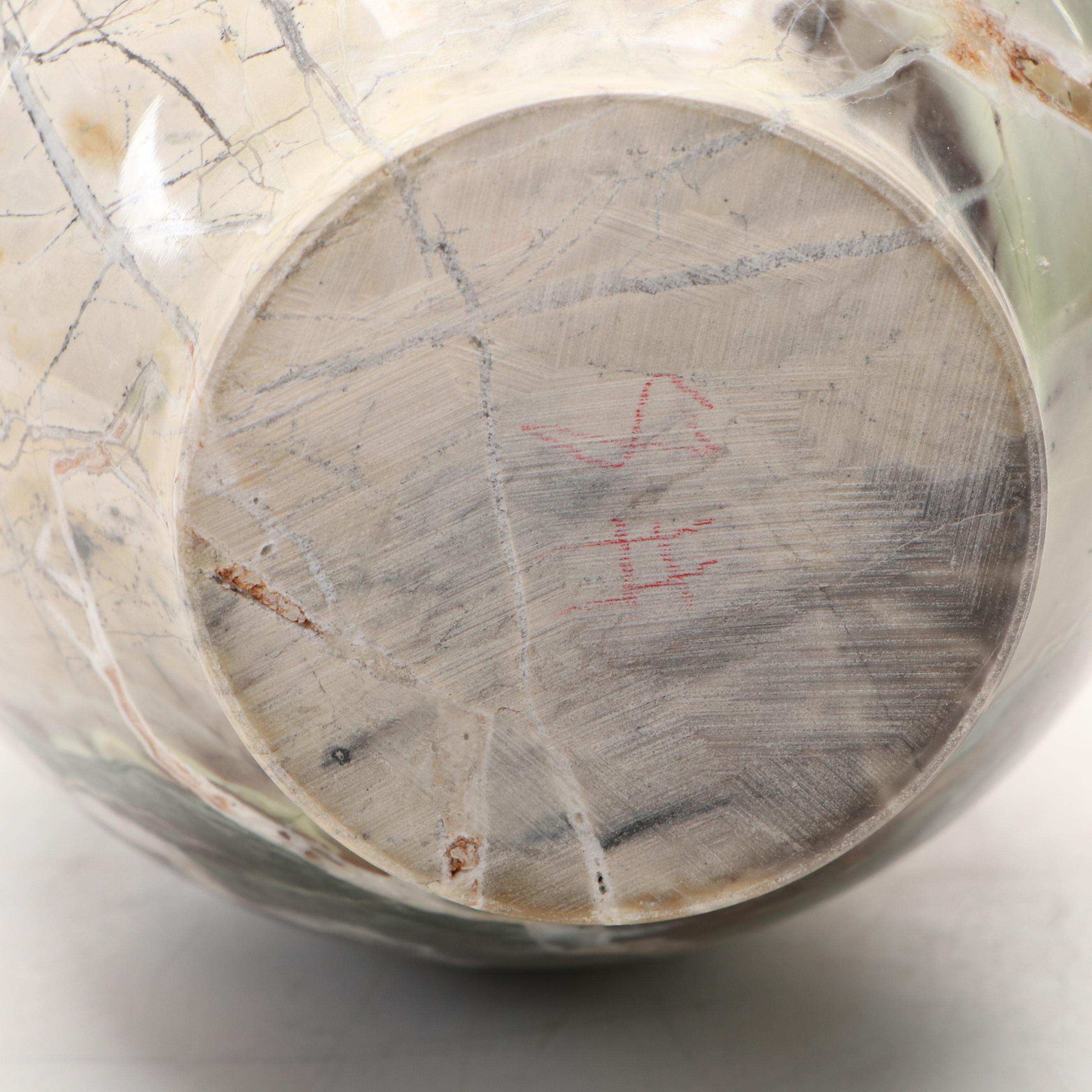 Hand-Polished Carved Calcite Marble Vase