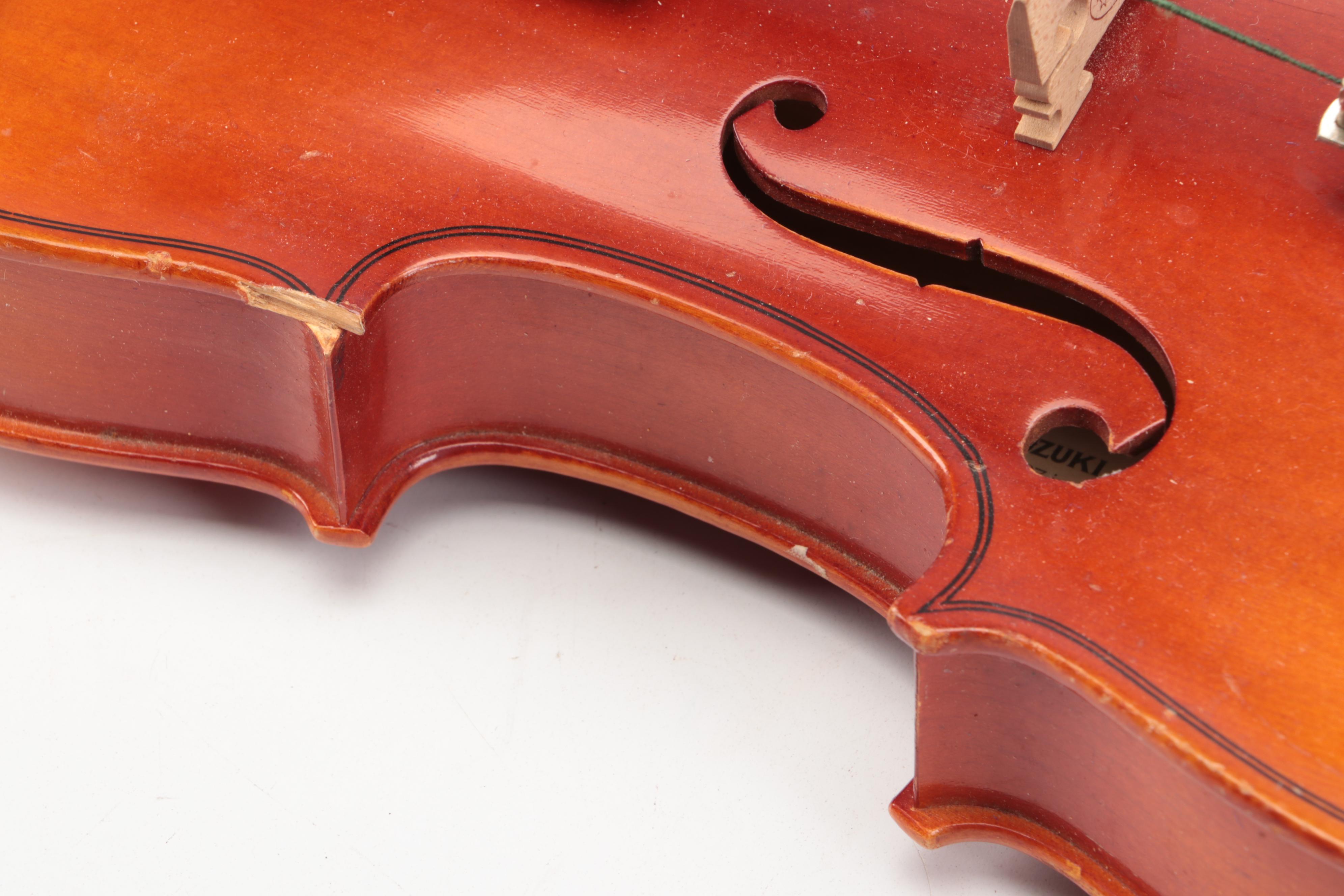 Suzuki 3/4 Violin with Dark Brown Tolex Travel Case