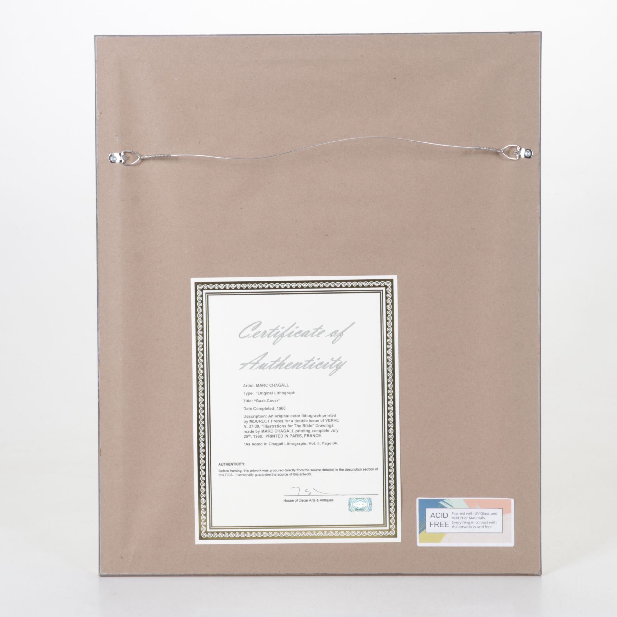 Marc Chagall Color Lithograph From "Drawings for the Bible" for "Verve," 1960