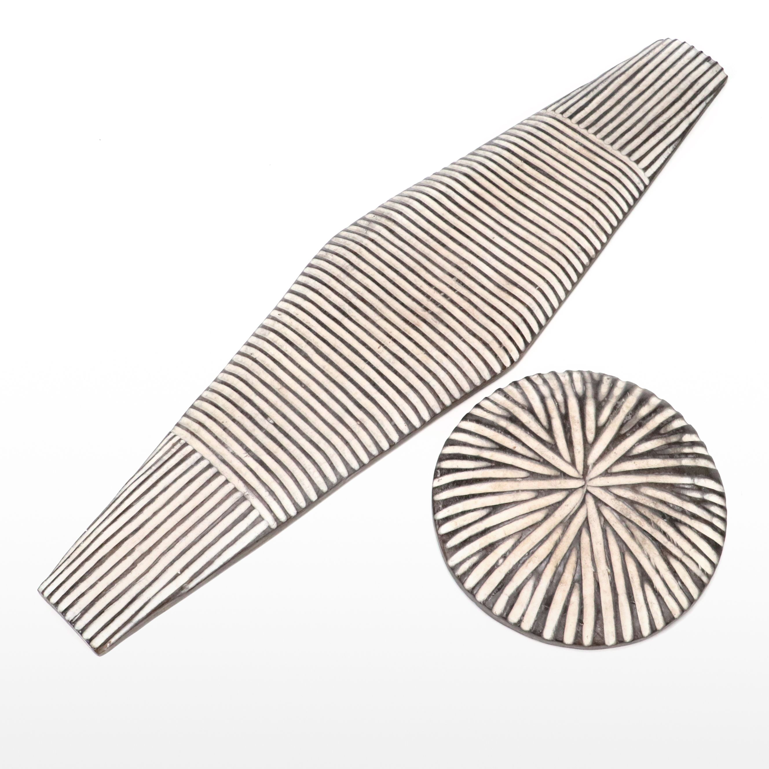 Cameroon Tikar Peoples Hand-Carved and Kaolin Pigmented Shields, 20th Century