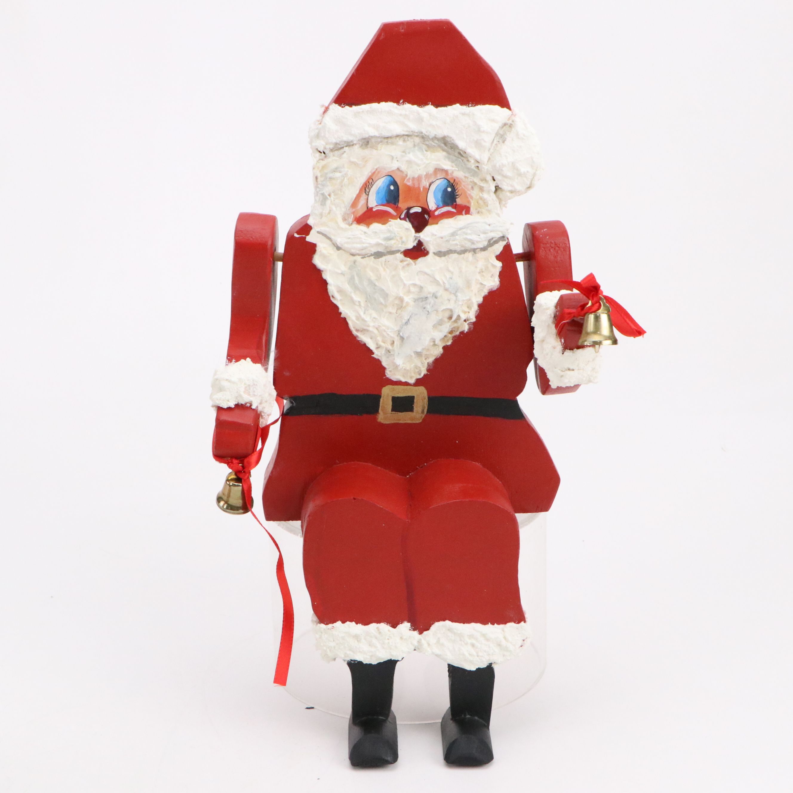 Folk Art Style Handcrafted Wooden Santa Claus Figurines