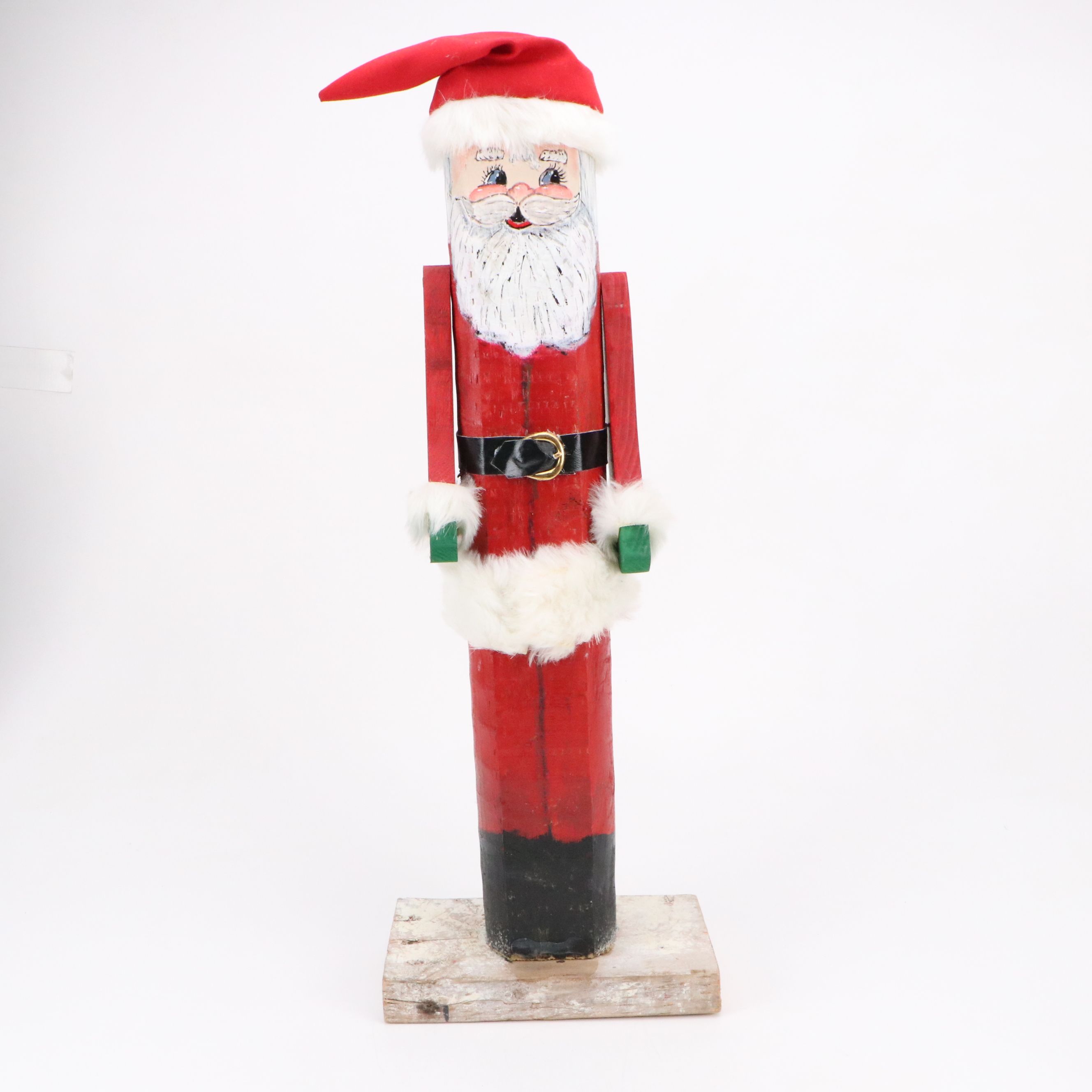 Folk Art Style Handcrafted Wooden Santa Claus Figurines