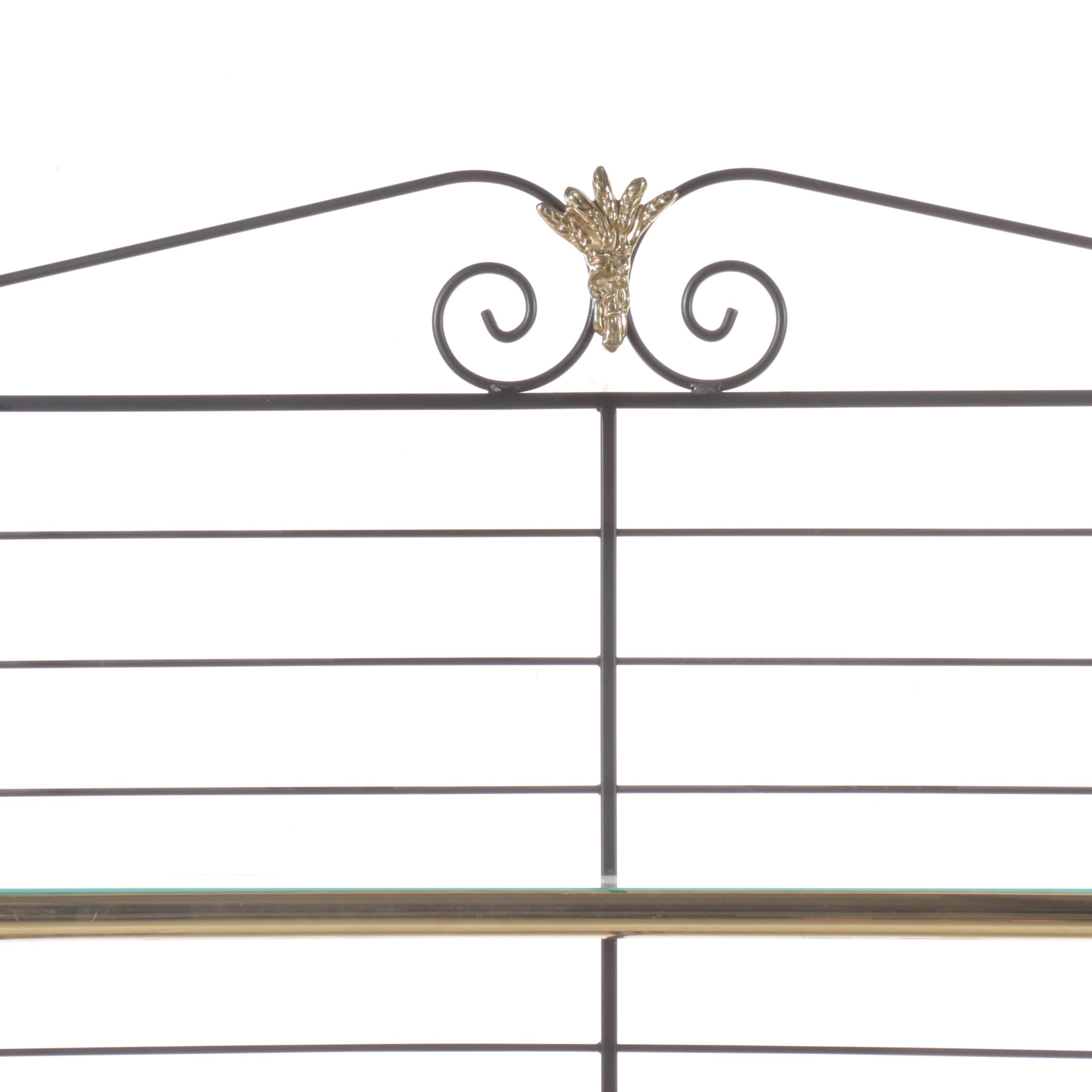 Scrolled Metal and Glass Étagère Bookcase, Late 20th Century