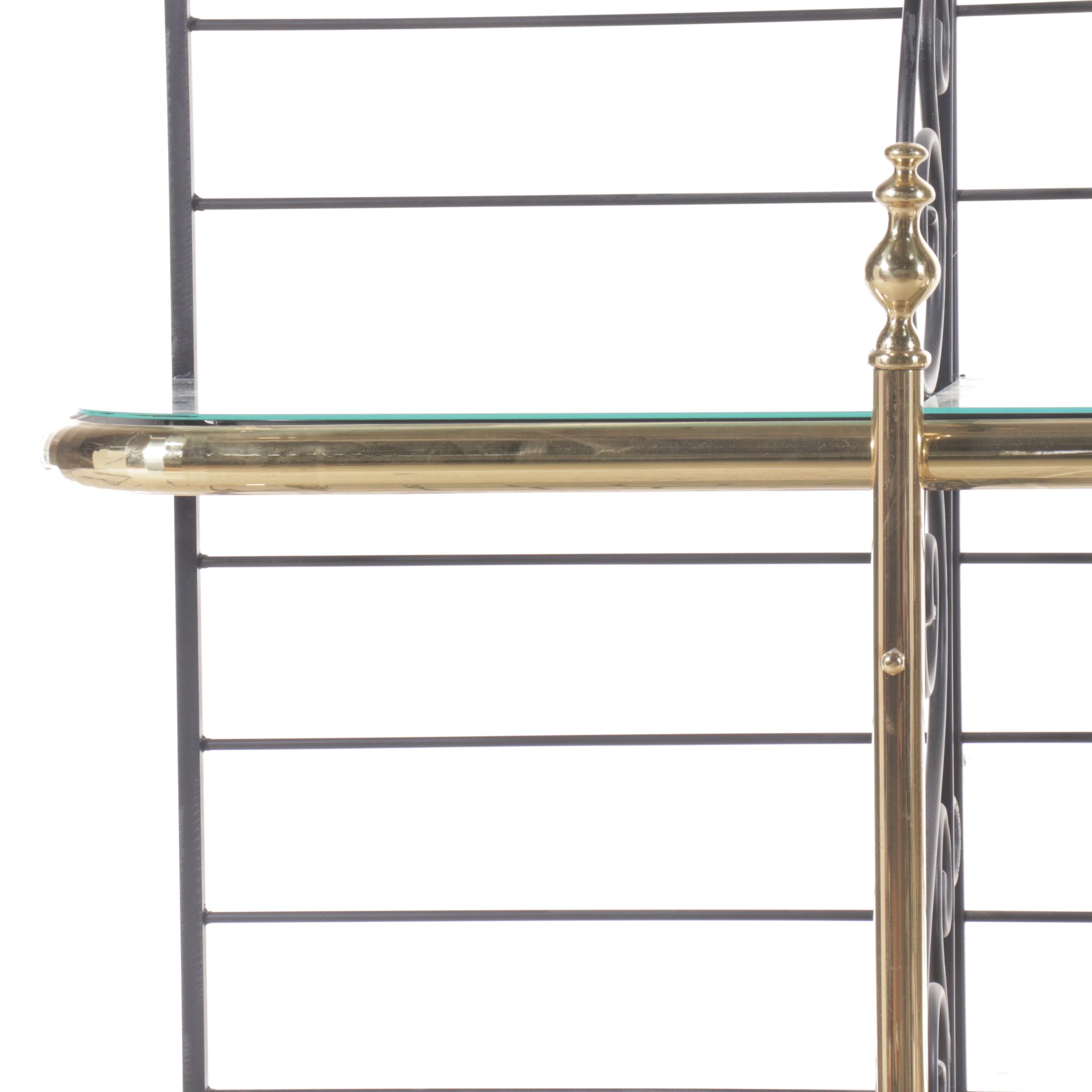 Scrolled Metal and Glass Étagère Bookcase, Late 20th Century