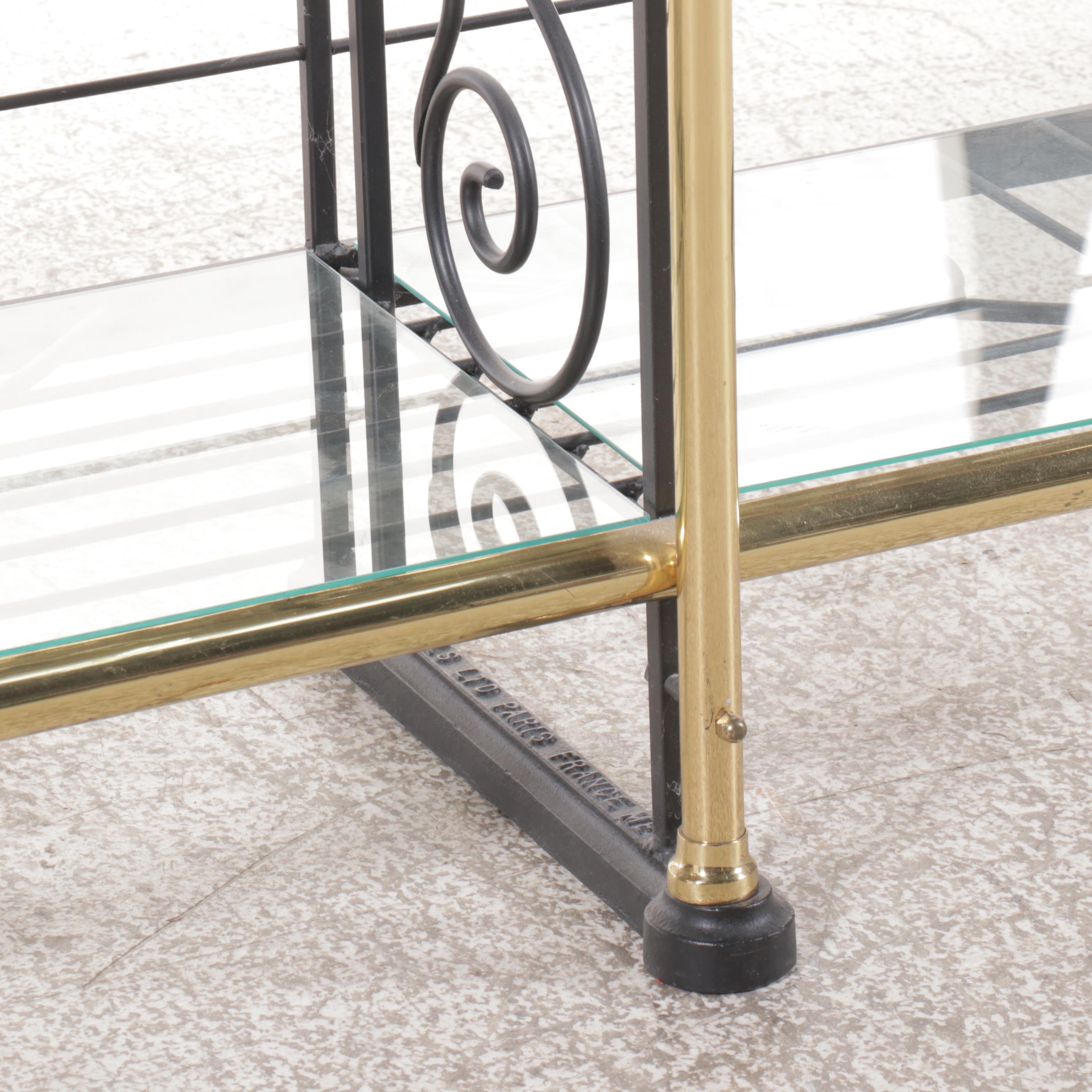 Scrolled Metal and Glass Étagère Bookcase, Late 20th Century