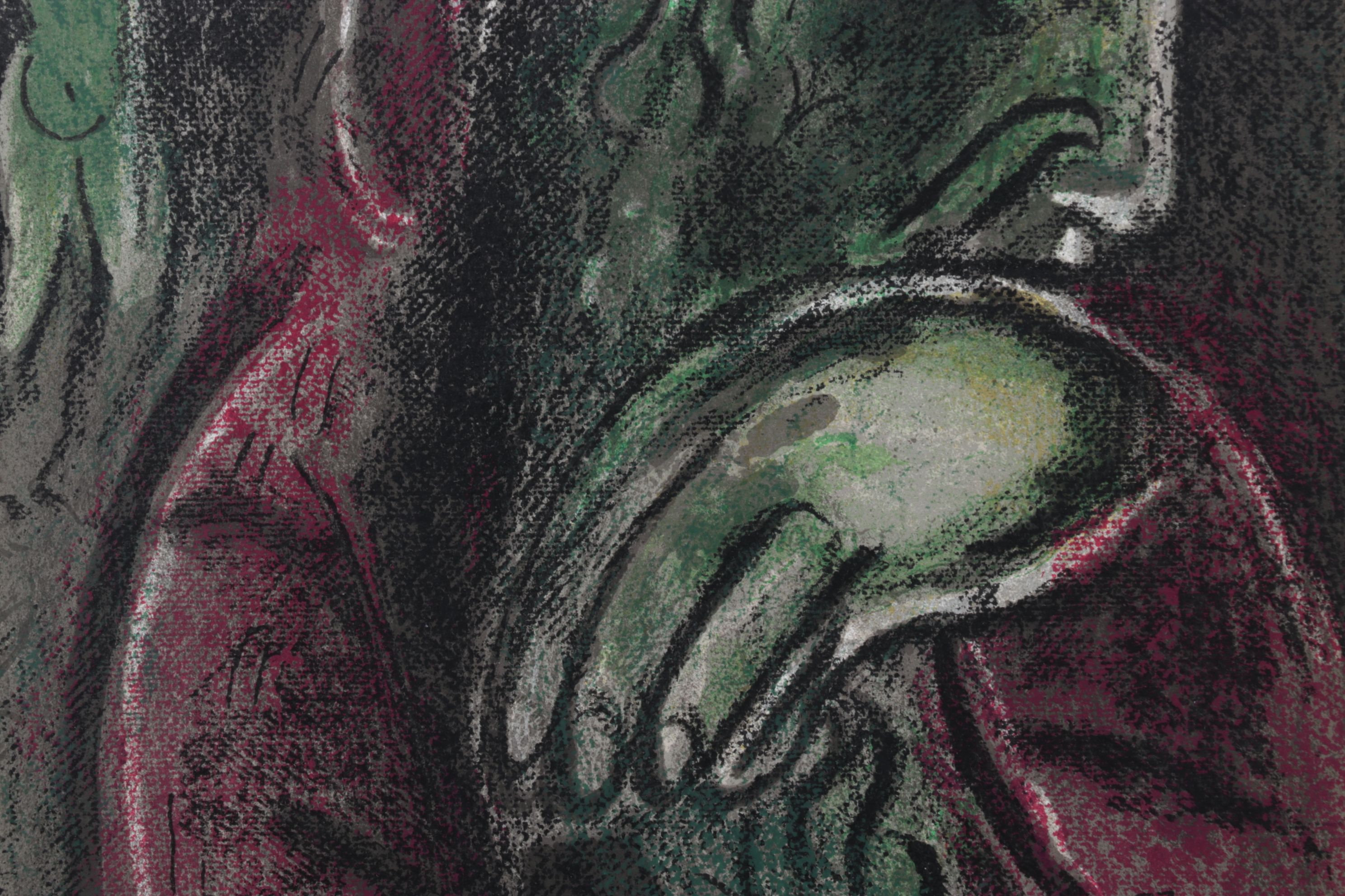 Marc Chagall Color Lithograph "Job Désespéré" From "Verve," 1960