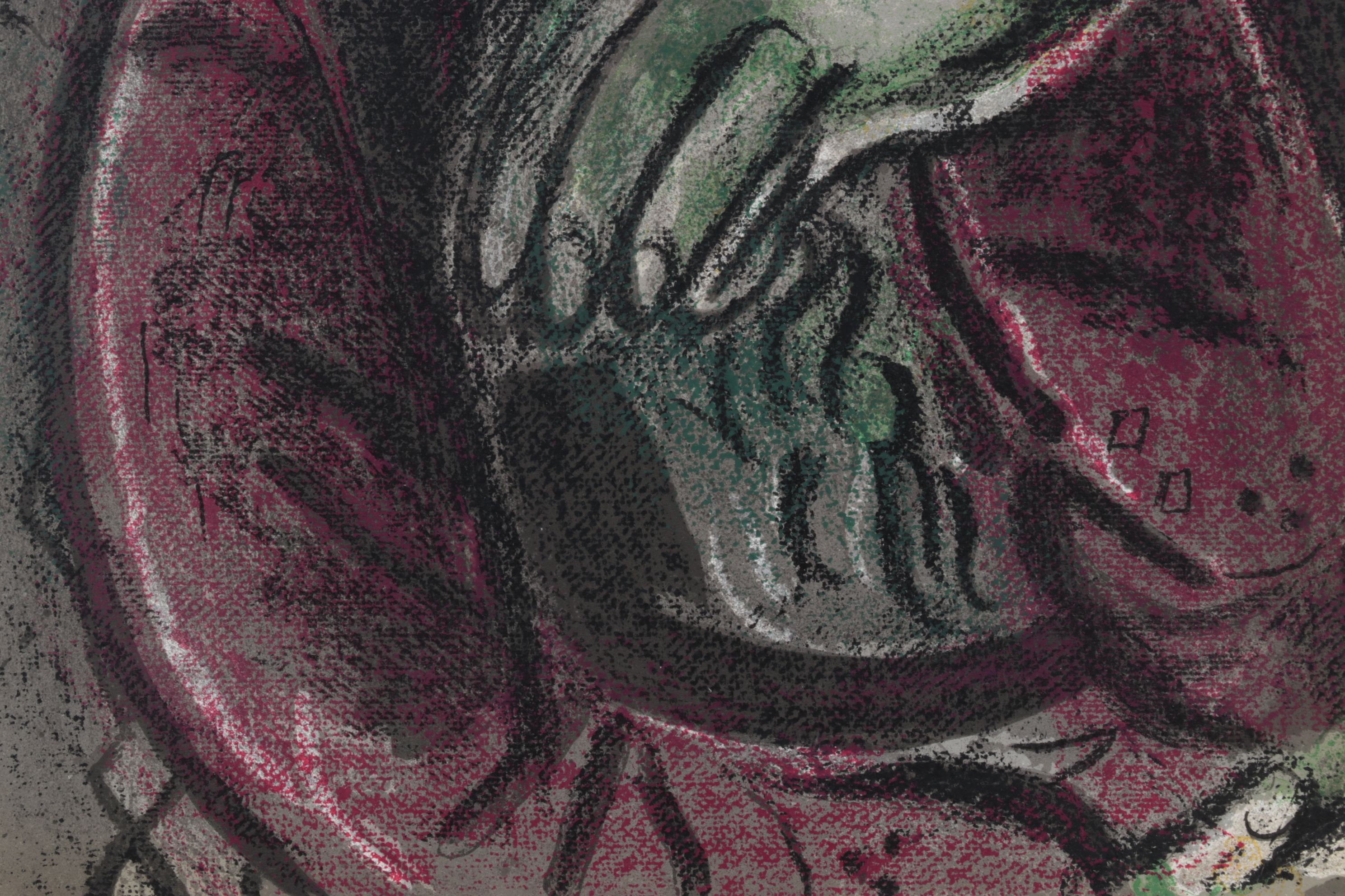 Marc Chagall Color Lithograph "Job Désespéré" From "Verve," 1960