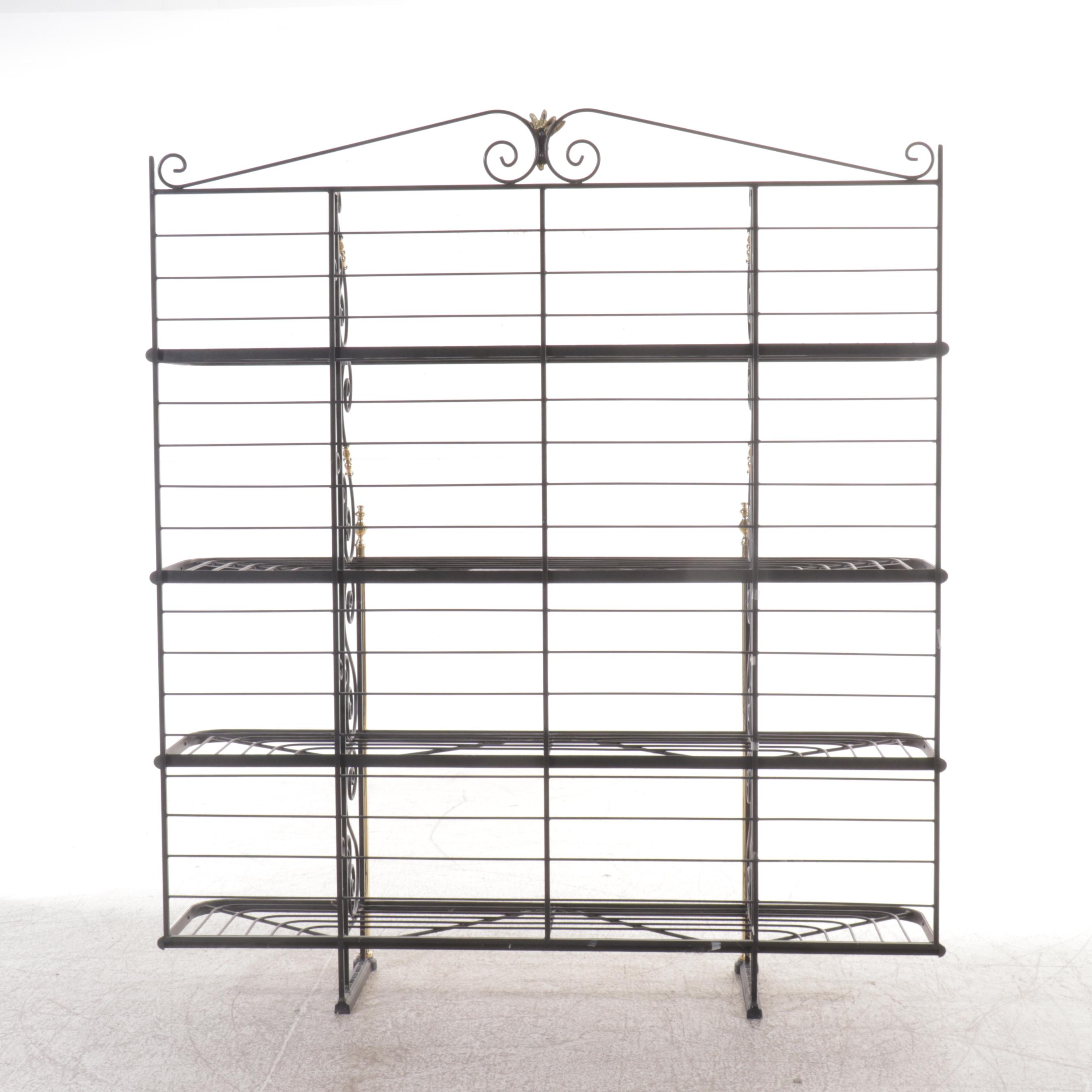 Scrolled Metal and Glass Étagère Bookcase, Late 20th Century