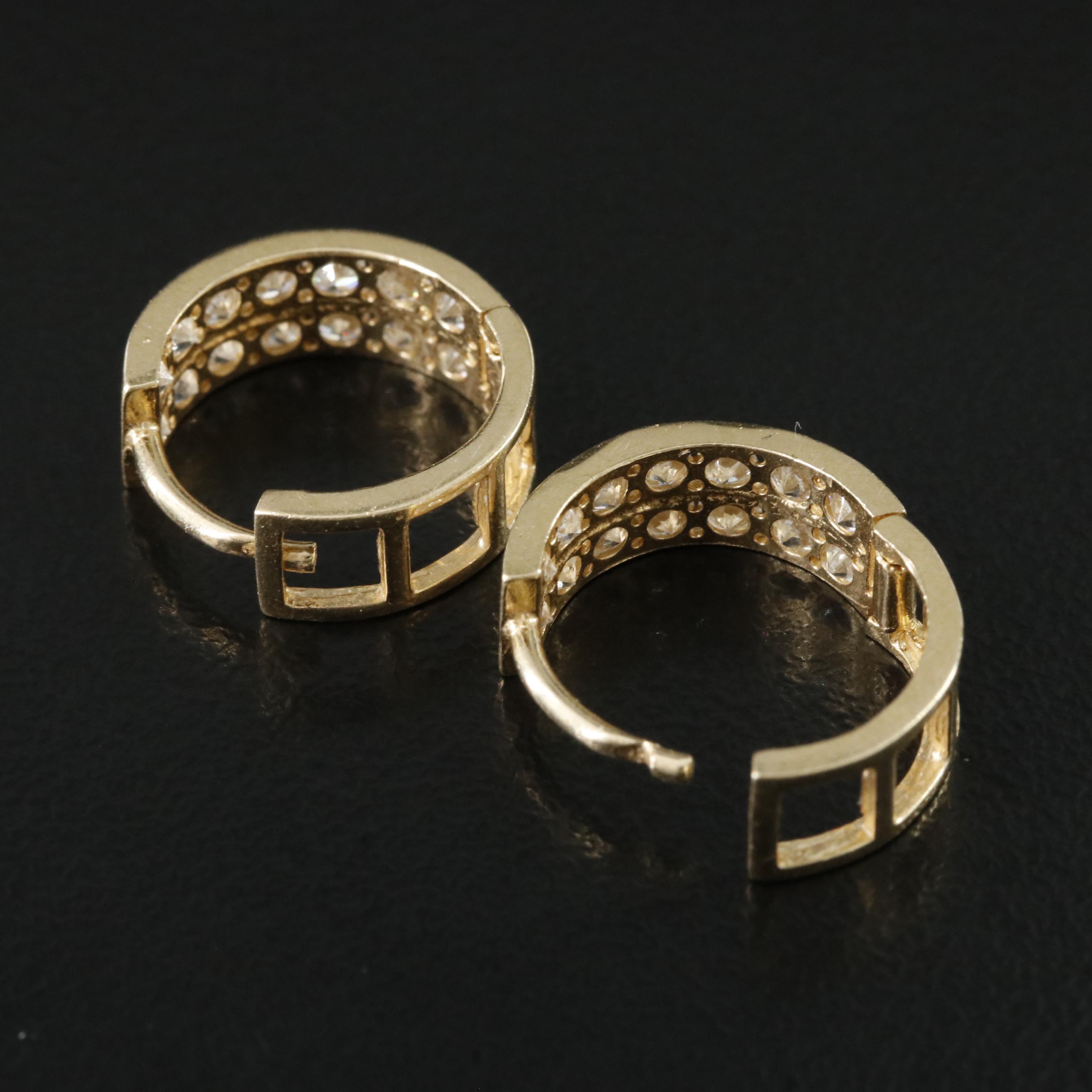 14K CZ Huggie Hoop Earrings