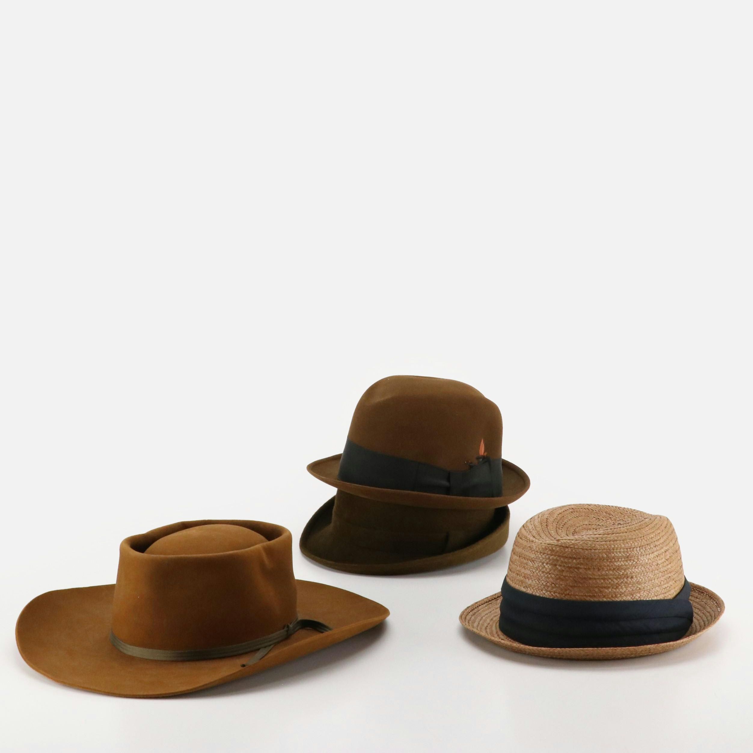 Men's Dobbs, Brooks Brothers, Pierre Cardin, and Dancer The Hatter Vintage Hats