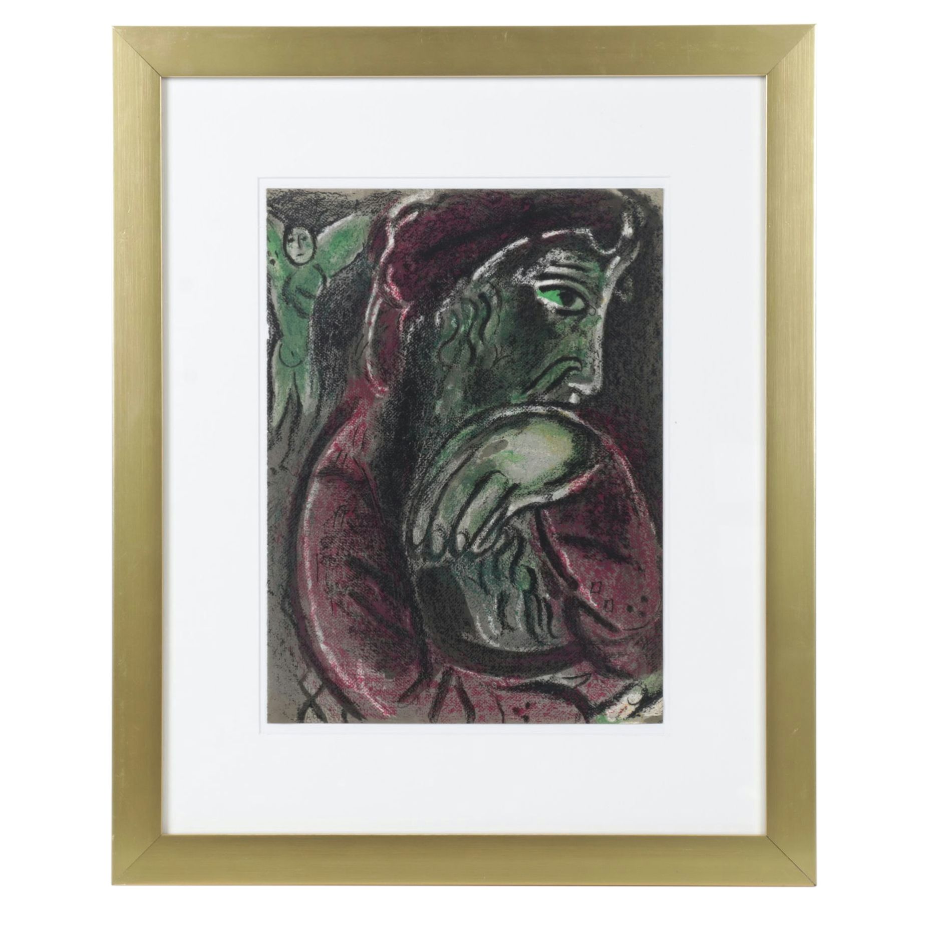 Marc Chagall Color Lithograph "Job Désespéré" From "Verve," 1960