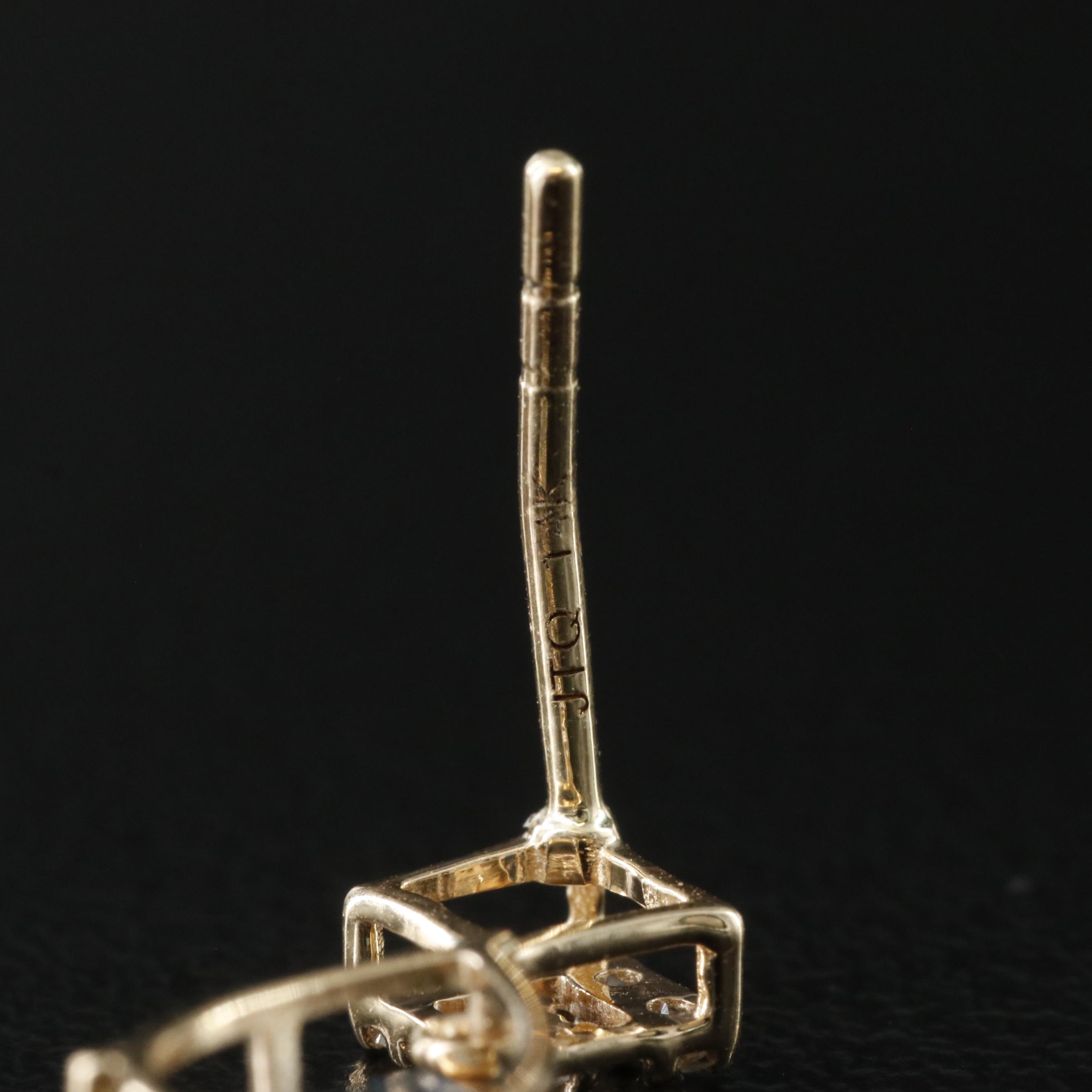 14K Aquamarine and White Sapphire Earrings