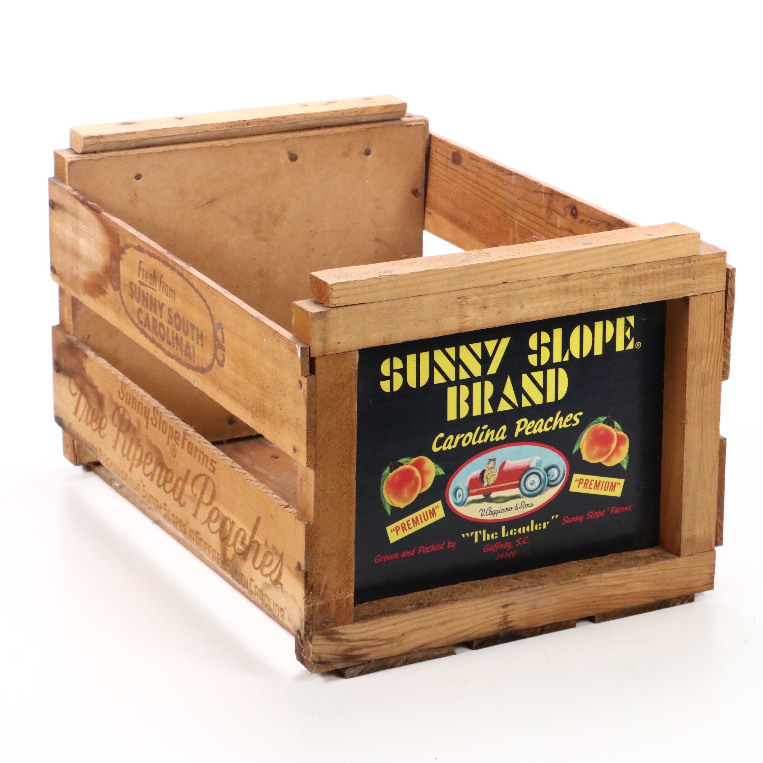 Sunny Slope Brand Carolina Peaches Fruit Crate, Vintage