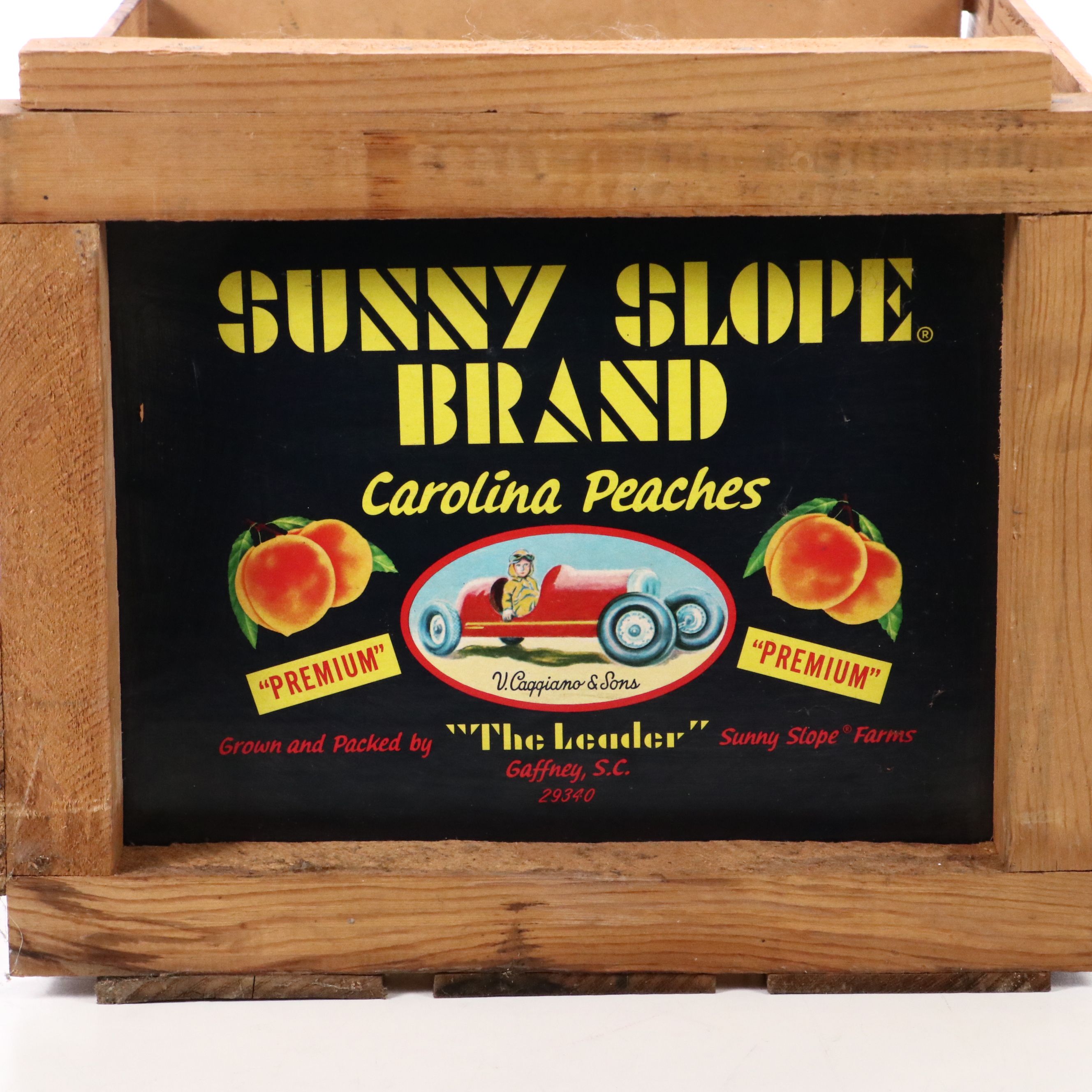 Sunny Slope Brand Carolina Peaches Fruit Crate, Vintage