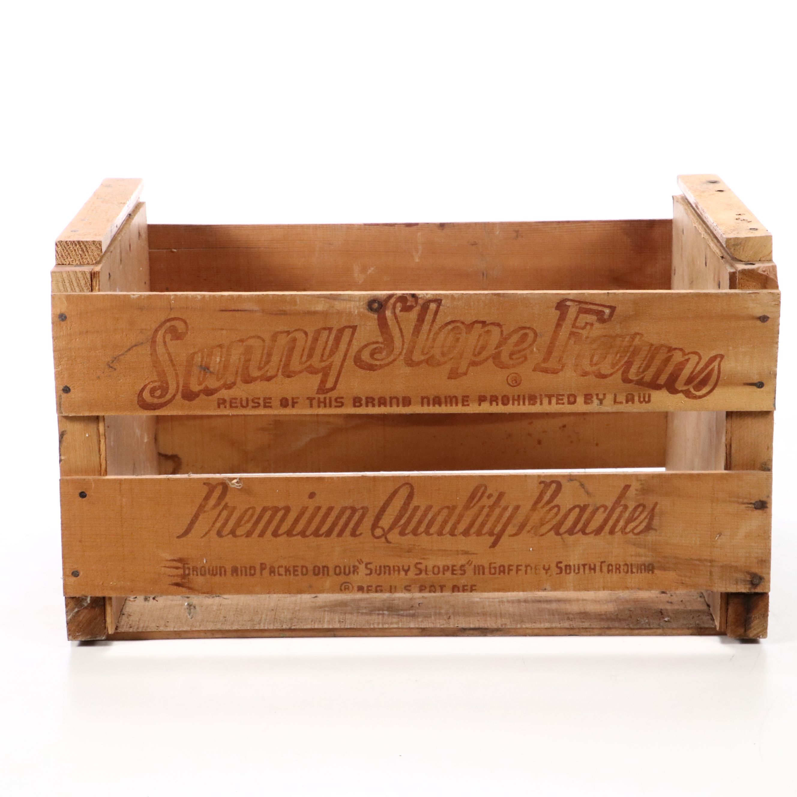 Sunny Slope Brand Carolina Peaches Fruit Crate, Vintage