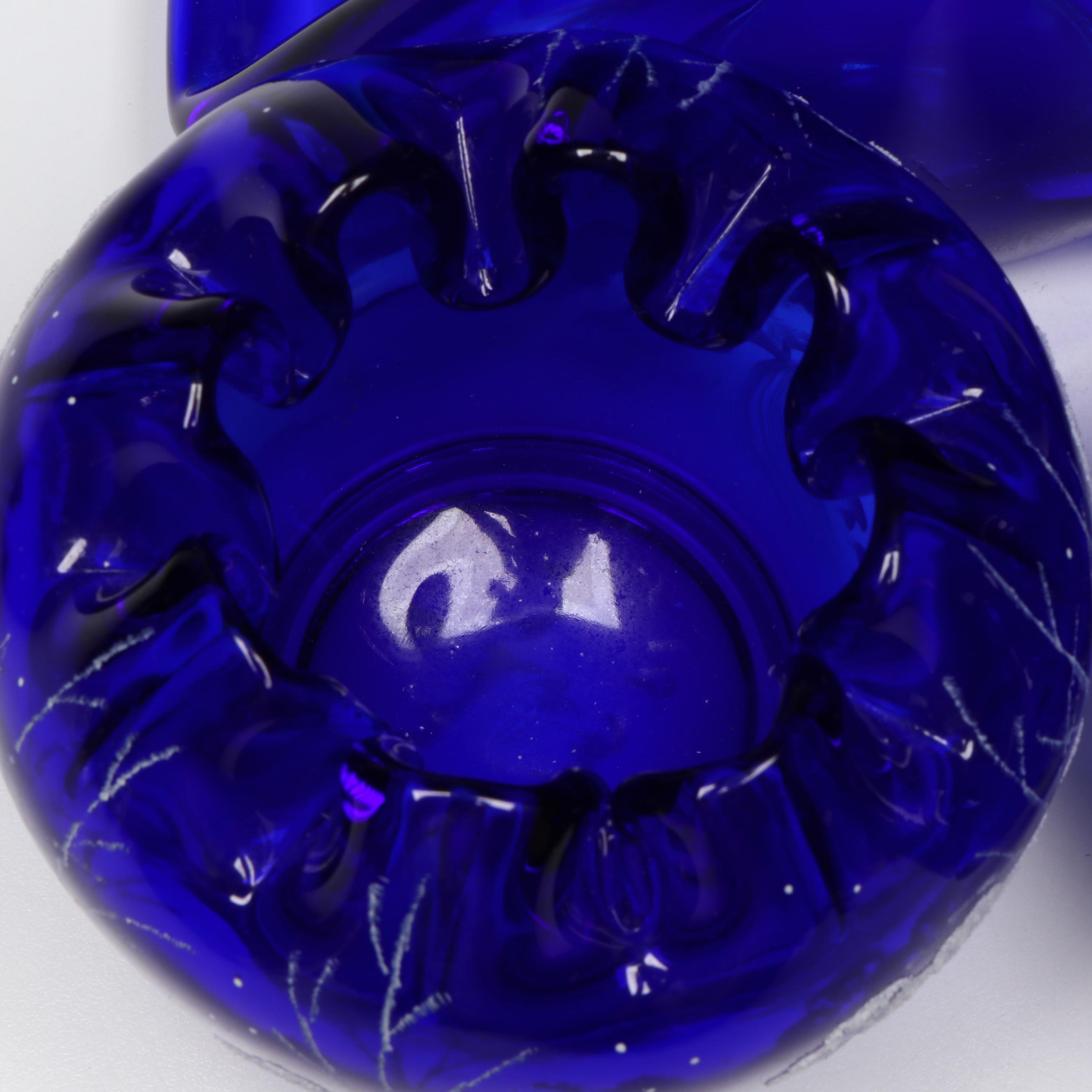 Fenton Hand-Painted Rose Bowls, White Cristal Cobalt Glass Bottle and More