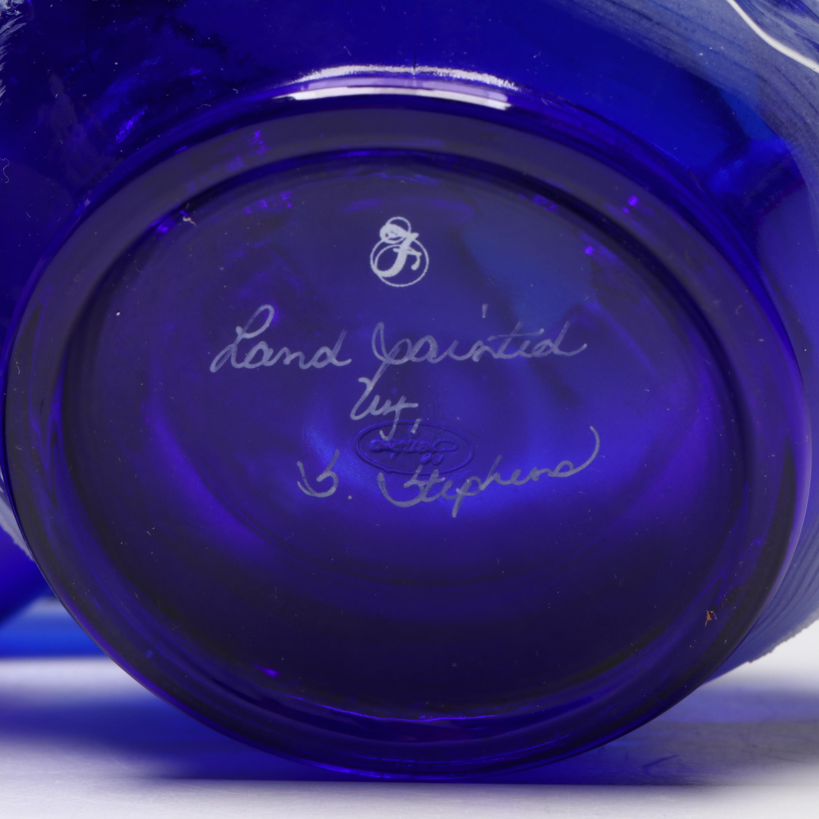 Fenton Hand-Painted Rose Bowls, White Cristal Cobalt Glass Bottle and More