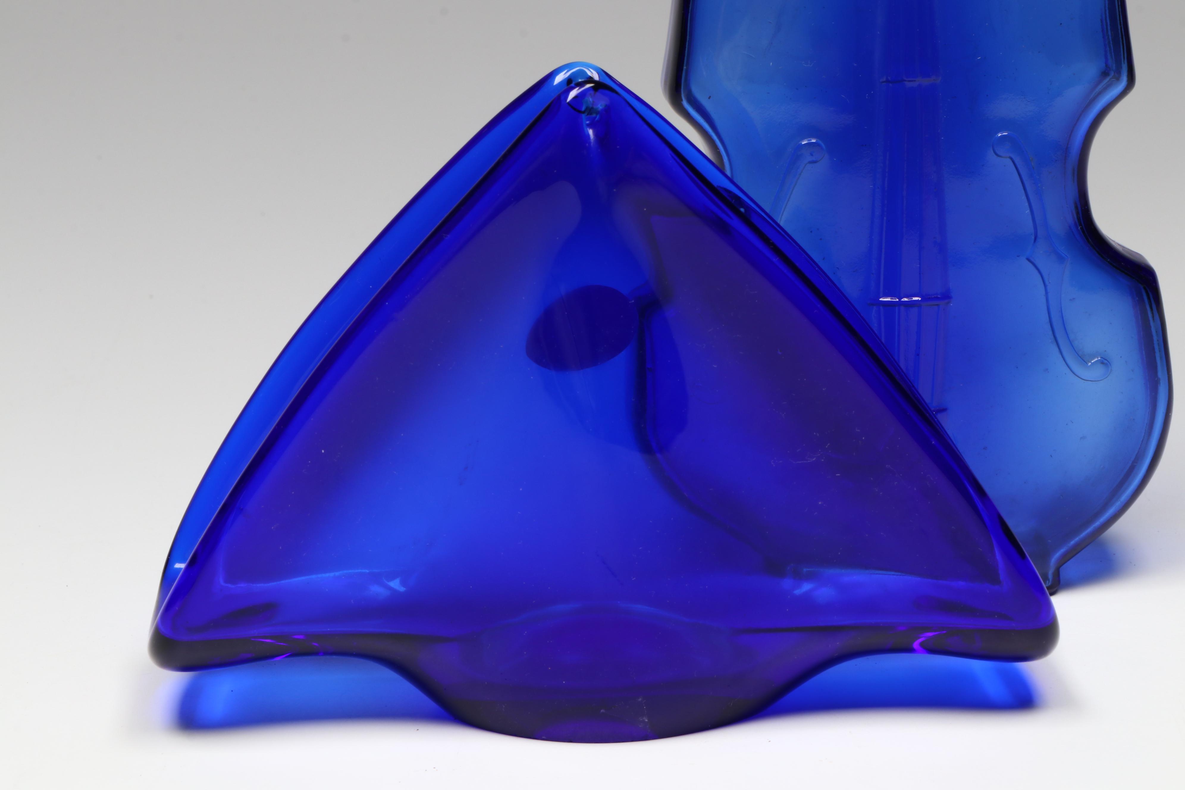 Fenton Hand-Painted Rose Bowls, White Cristal Cobalt Glass Bottle and More