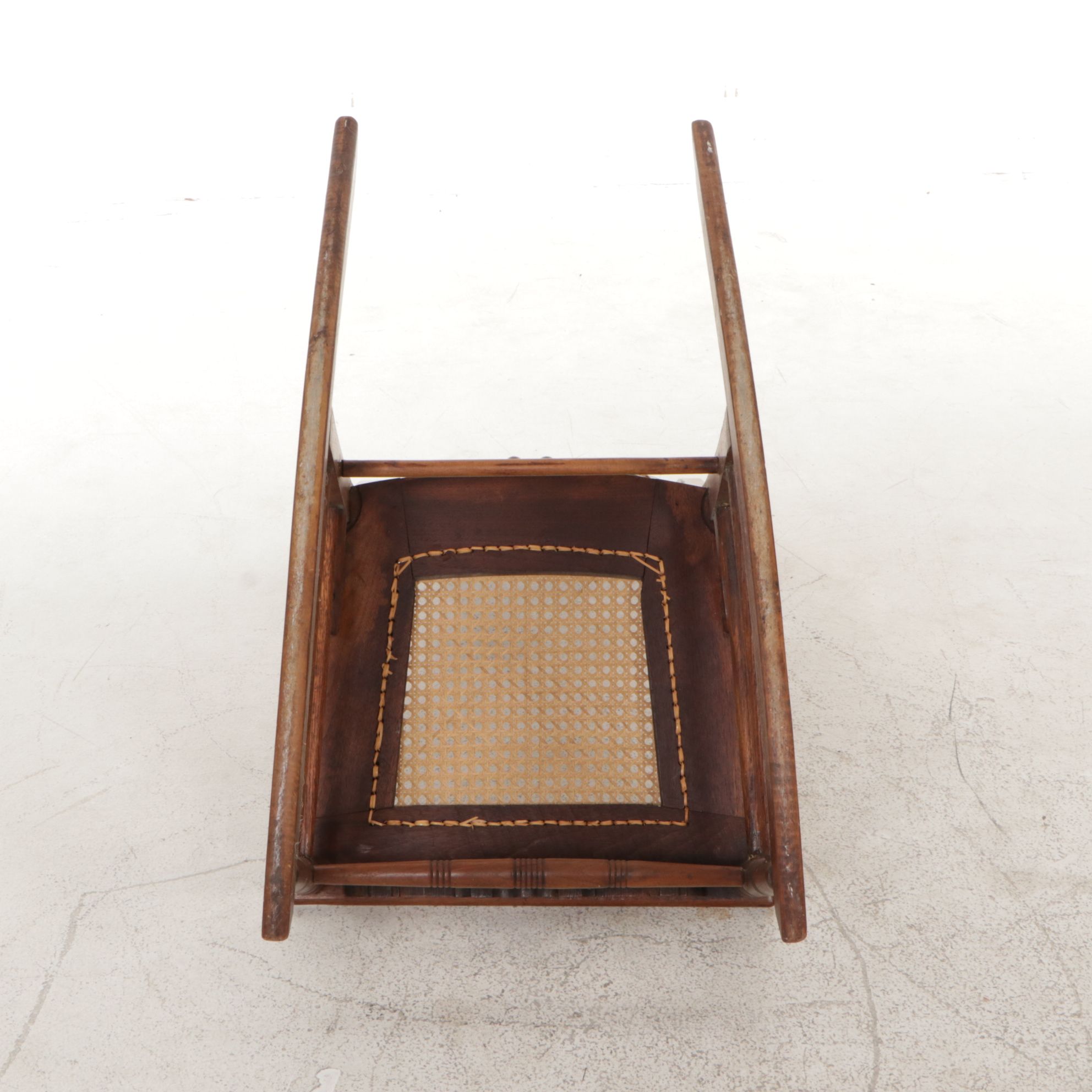 Cane and Carved Wood Rocking Chair
